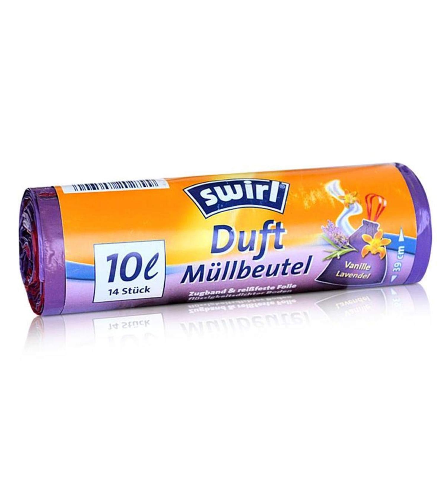 Swirl scented garbage bag vanilla-lavender with drawstring 10 liters 1 roll with 14 bags
