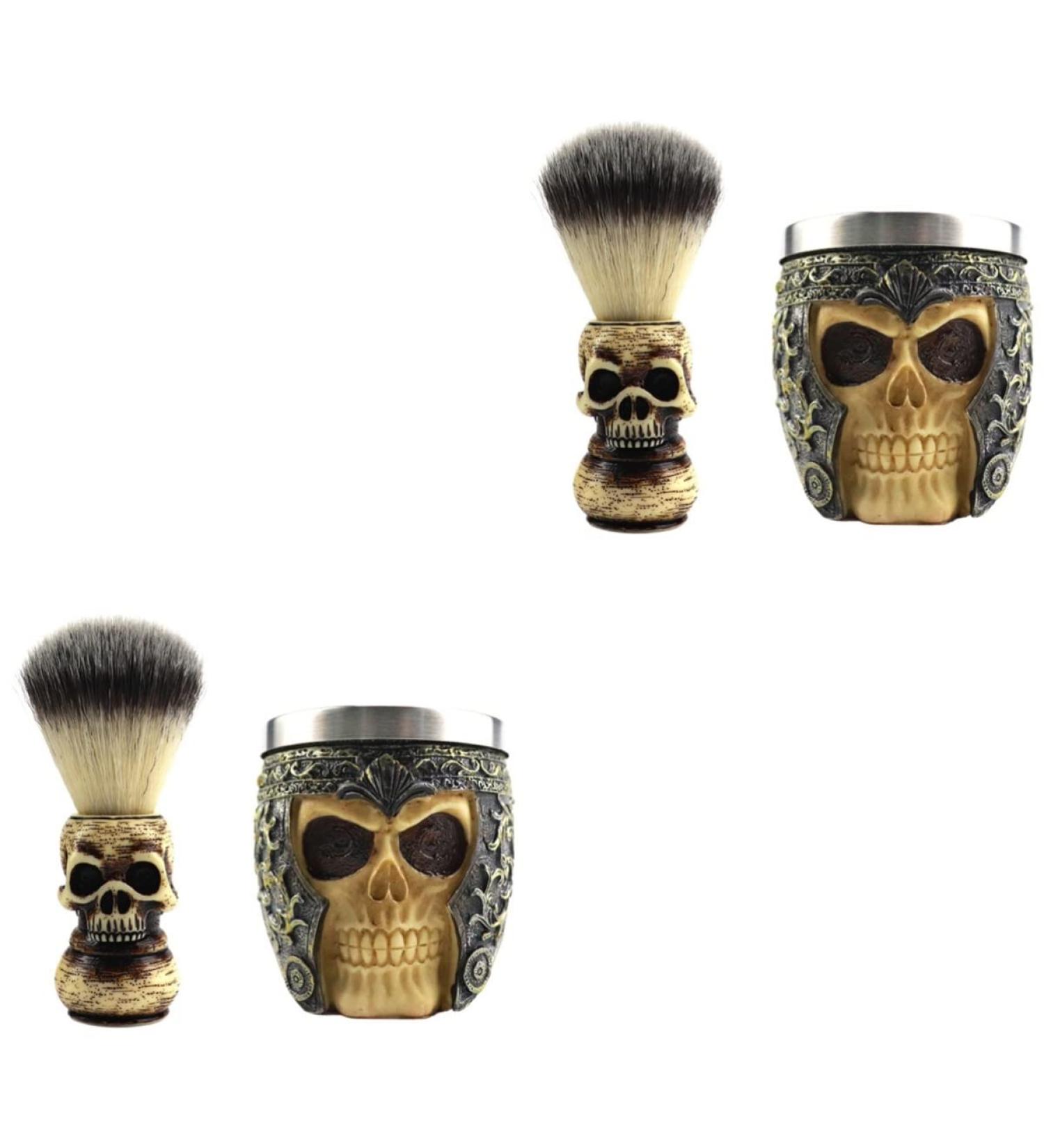 Fomiyes 2 Sets Decorative Shaving Cup & Brush - Professional Male Grooming Tool for Home Use | Razor & Soap Container - 9x7.2cm | Ideal for Beards & Foam - Buy Online on GoSupps.com