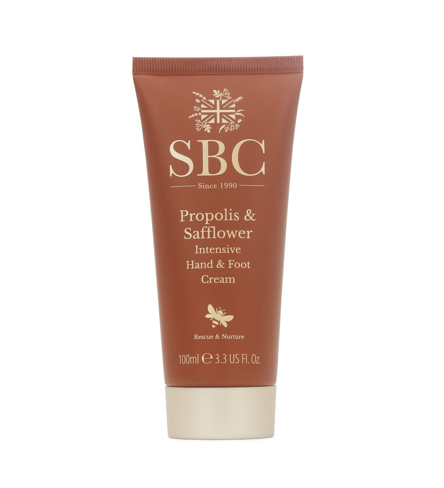 SBC Skincare Propolis & Safflower Intensive Hand & Foot Cream - 100ml | Hand Cream For Dry Skin | Foot Cream For Cracked Heels | Hand & Foot Cream With Shea Butter And Vitamin E - Buy Online on GoSupps.com