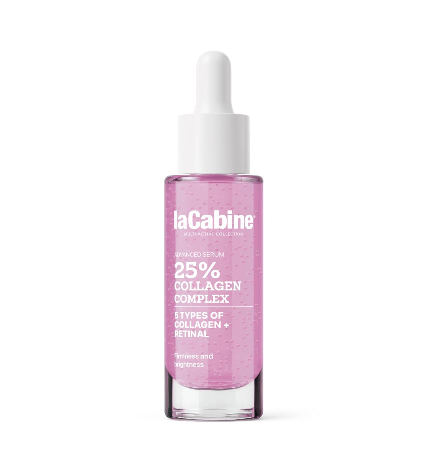 laCabine 25% Collagen Complex Advanced Serum 30ml S rum visage anti- ge avec 5 types de collag ne et de r tine Raffermit soul ve et lisse les peaux matures - Buy Online on GoSupps.com