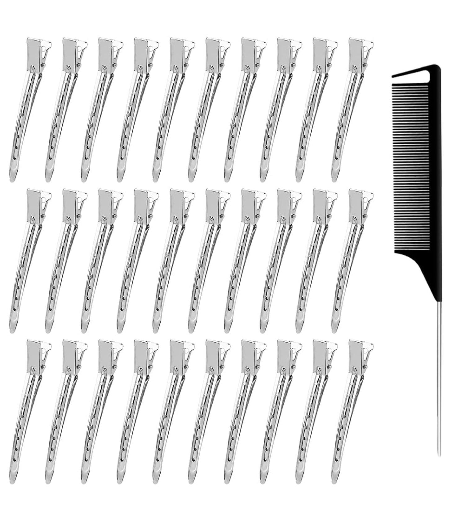 Duck Bill Hair Clips Silver Metal Hair Clips for Styling Metal Hair Clips for Women Long Hair Metal Curl Setting Section Hair Clips Duck Bill Sectioning Clips Pin Curl Clips with a Pin Tail Comb - Buy Online on GoSupps.com