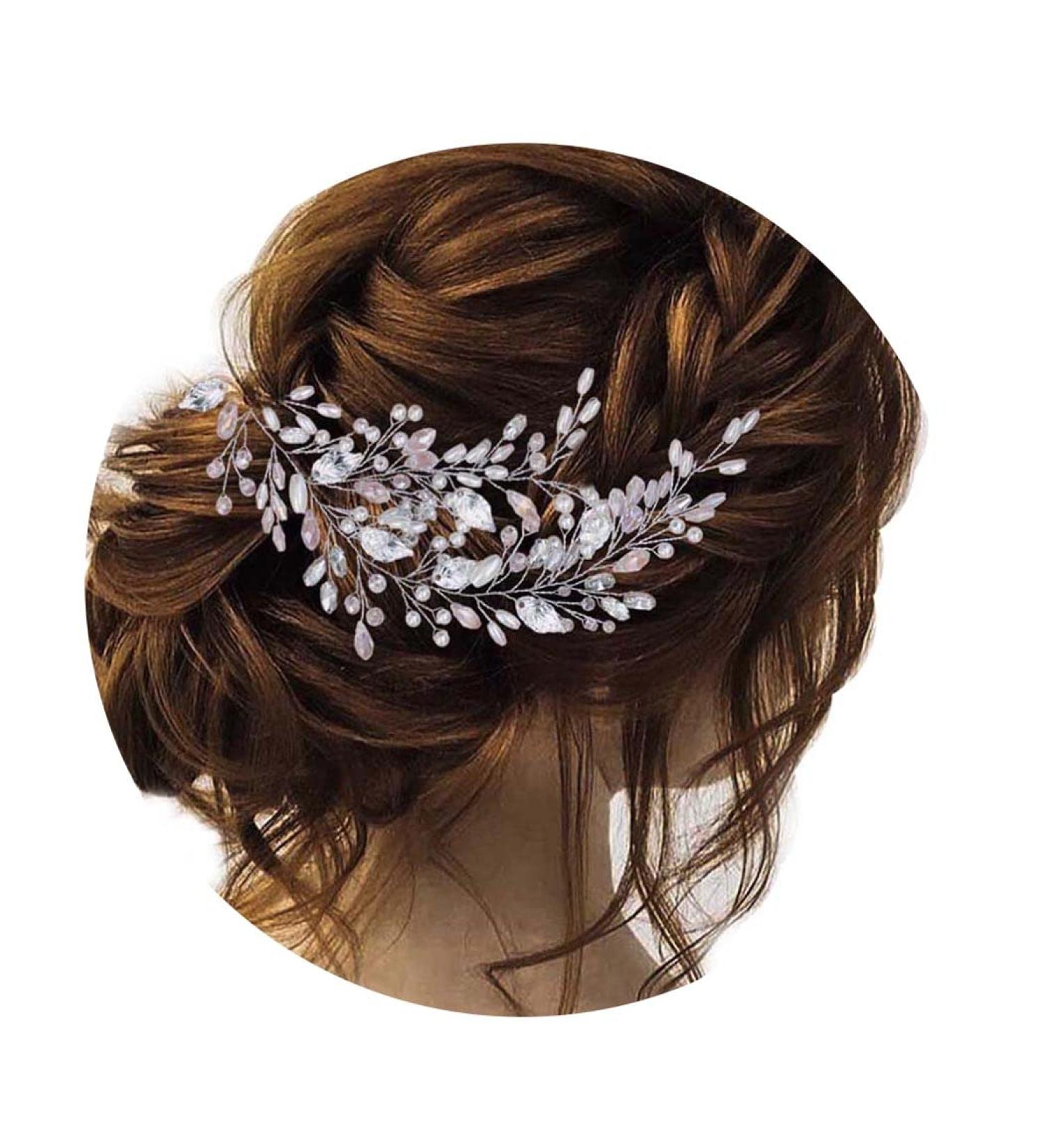 Casdre Rhinestone Bridal Hair Vine - Silver Pearl Wedding Headpiece for Women and Girls - Buy Online on GoSupps.com