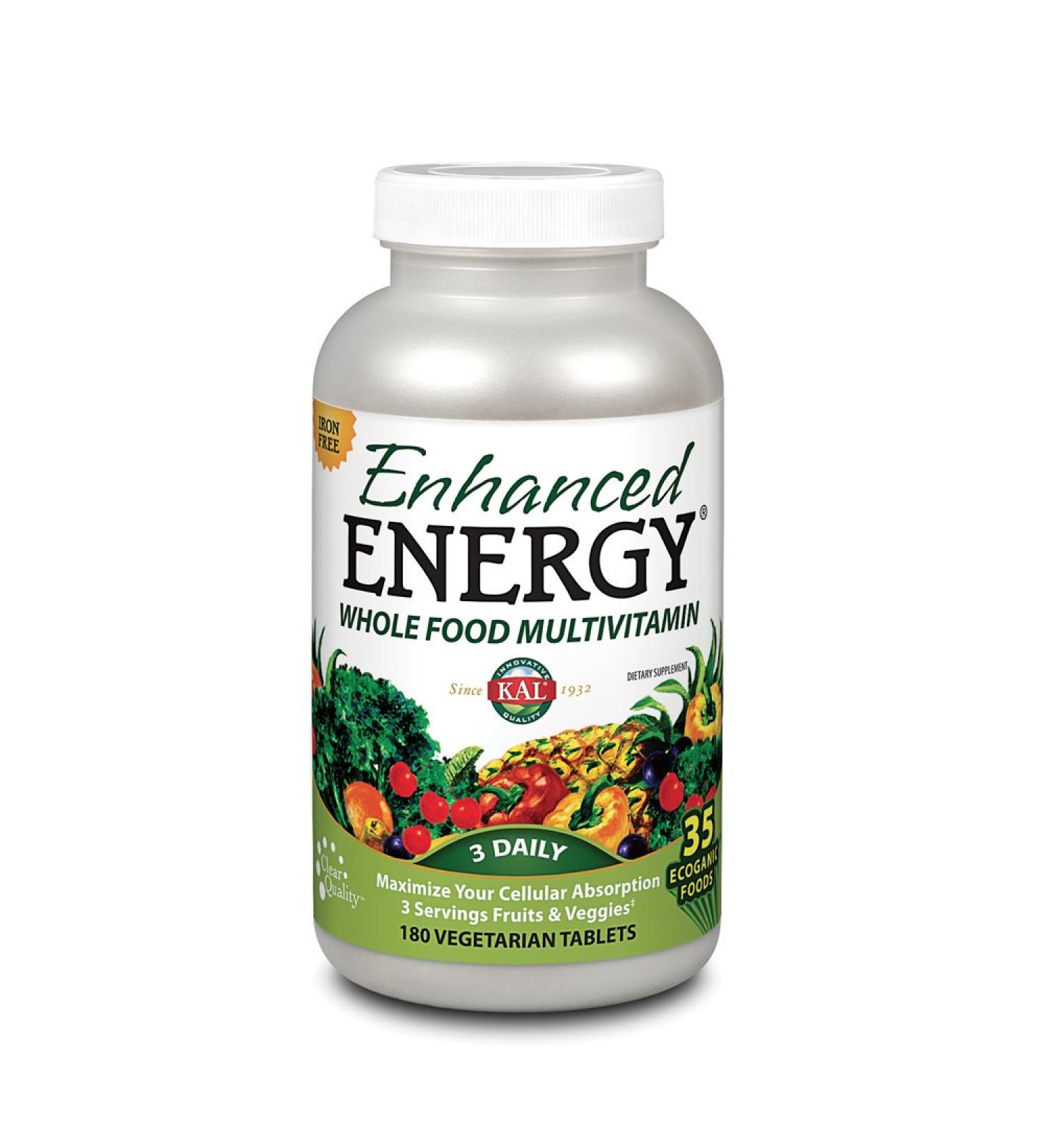 KAL Enhanced Energy Multivitamin | Whole Food Based | 180 Capsules - Buy Online on GoSupps.com