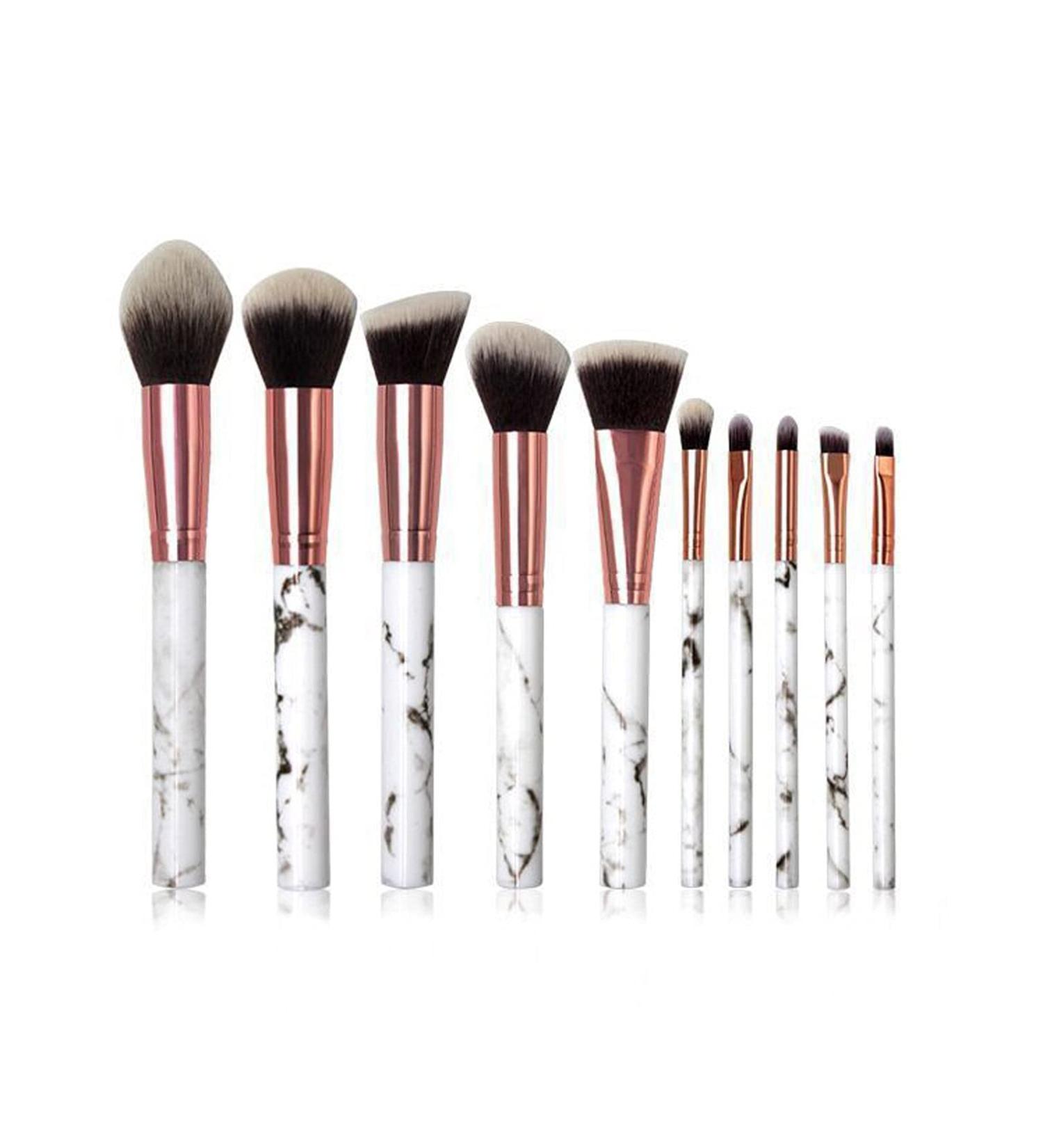 10 Piece Marble Makeup Brush Set with Holder | Advanced Synthetic Brushes for Foundation Powder Concealer & Eye Shadow - Color1 - Buy Online on GoSupps.com