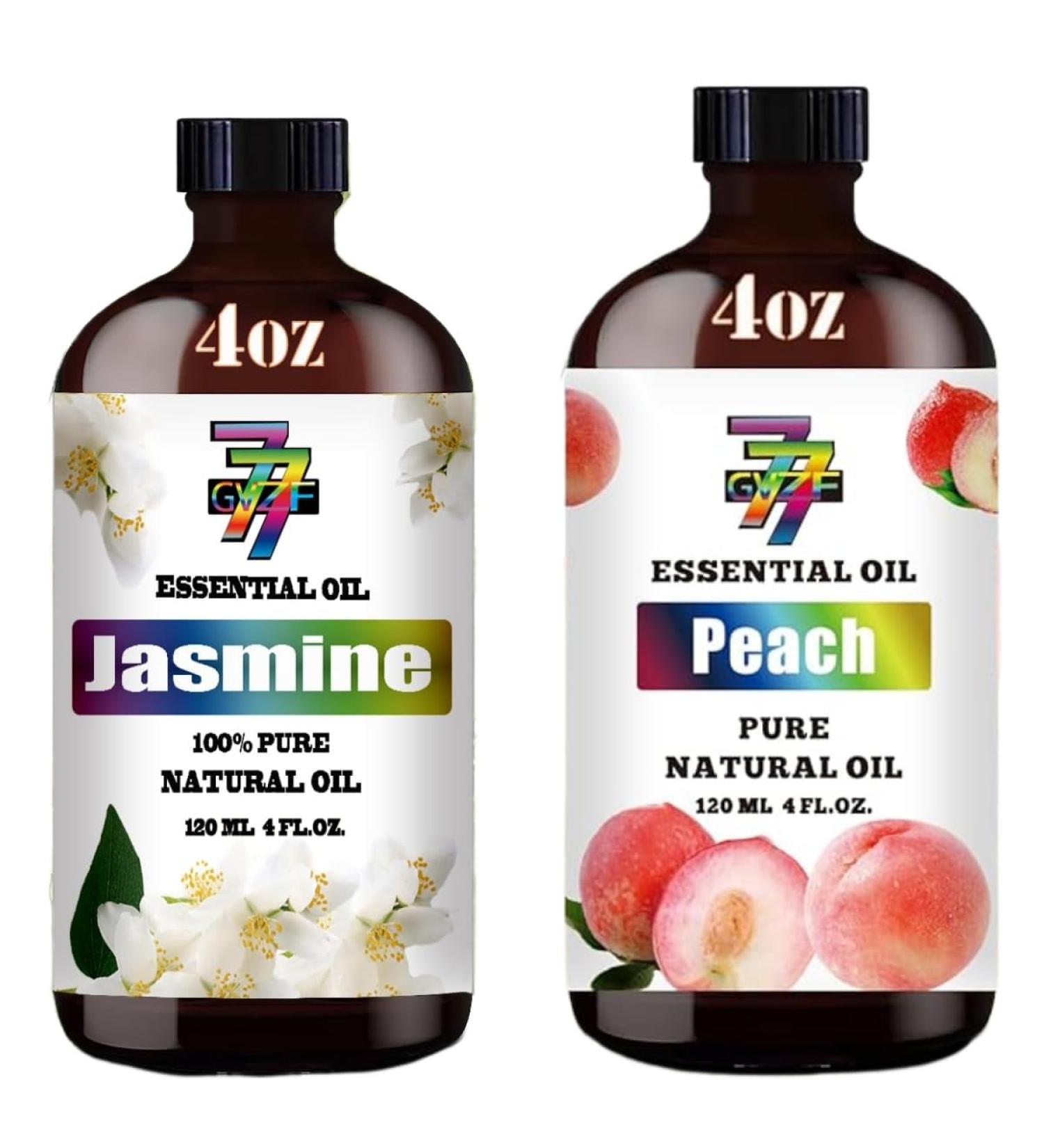 GV77ZF Essential Oil Two 4 Fl Oz (120Ml) Set - Pure Natural Peach Oil and Jasmine Essential Oil for Diffuser Humidifier Skin Care Home Fragrance Bath Hair Care Cleansing Massage Yoga DIY So - Buy Online on GoSupps.com