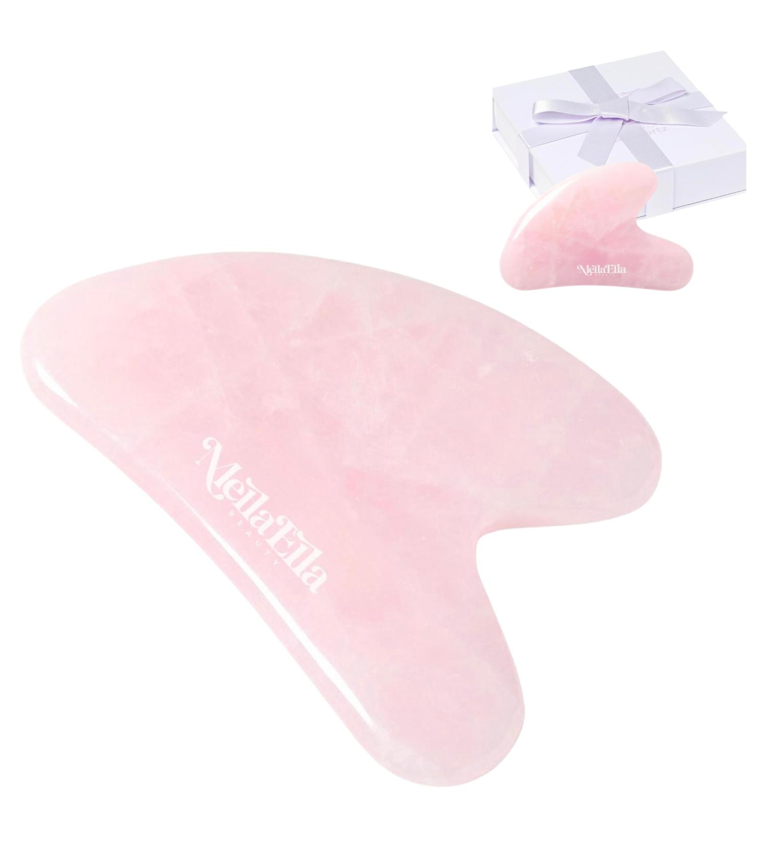 MELLA ELLA BEAUTY Rose Quartz Gua Sha | Premium Facial Sculpting Tool for Lymphatic Drainage Anti-Aging & Firming | Ideal Skincare Gift - Buy Online on GoSupps.com