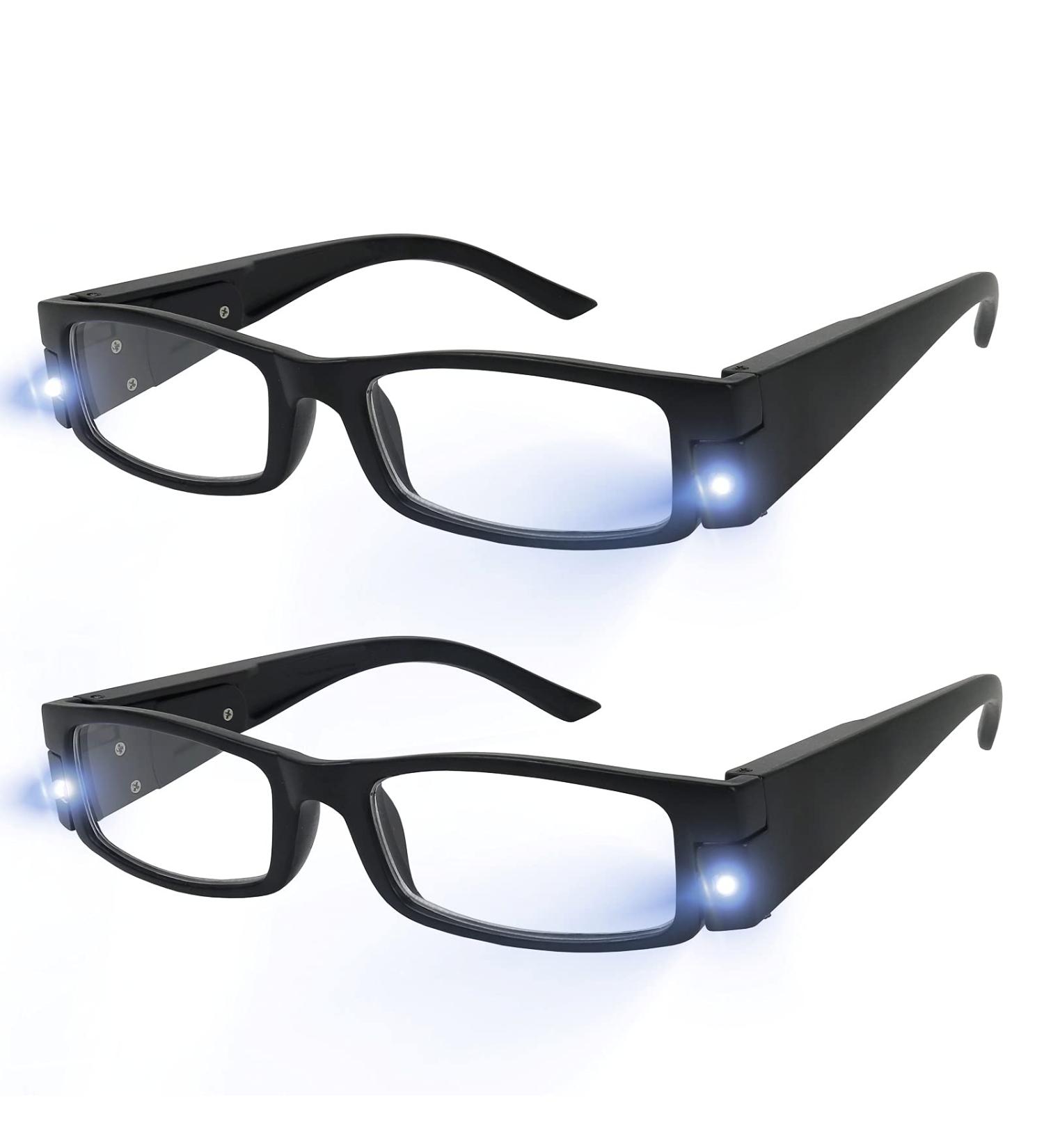 LED Lighted Reading Glasses 3.5x Magnification for Clear Vision - 2 Pack Black Nighttime Readers for Men and Women - Buy Online on GoSupps.com