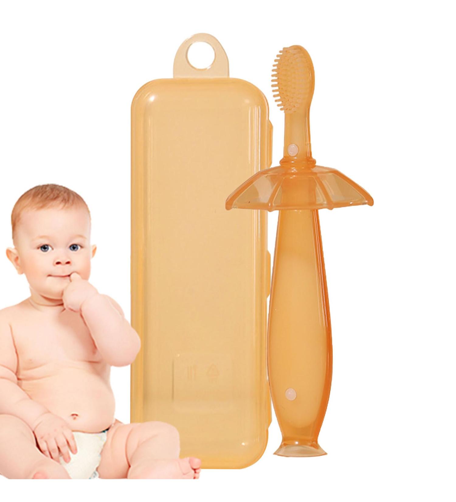 Soft Silicone Toothbrush for Children | 2-in-1 Toothbrush & Bite Ring | Hochelastic Chew-Resistant Training Brush - Buy Online on GoSupps.com