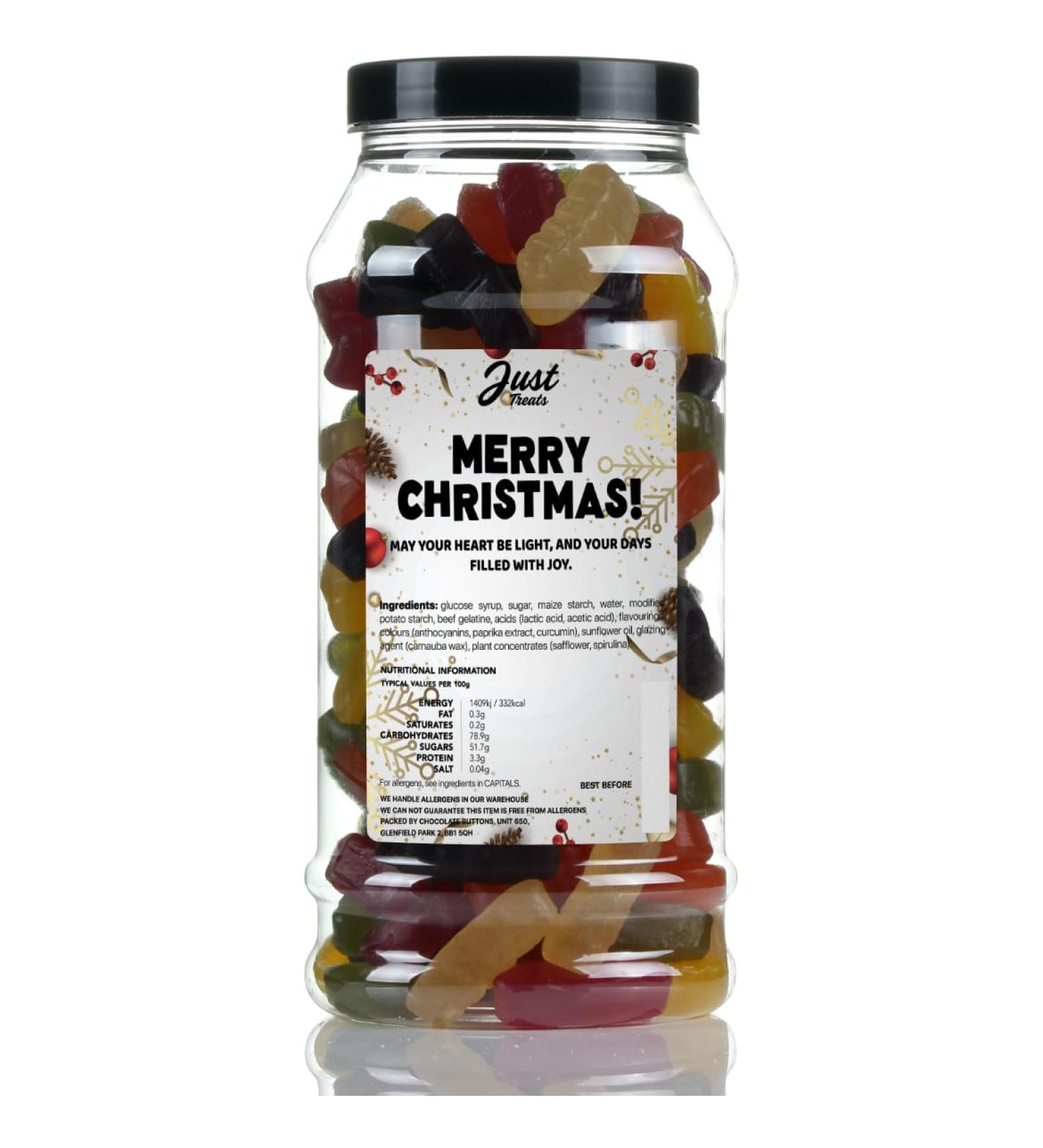 Just Treats Christmas Sweet Gift Jar - Customisable Pick A Sweet and Pick a Xmas Message - Pick & Mix Sweets - Buy Online on GoSupps.com