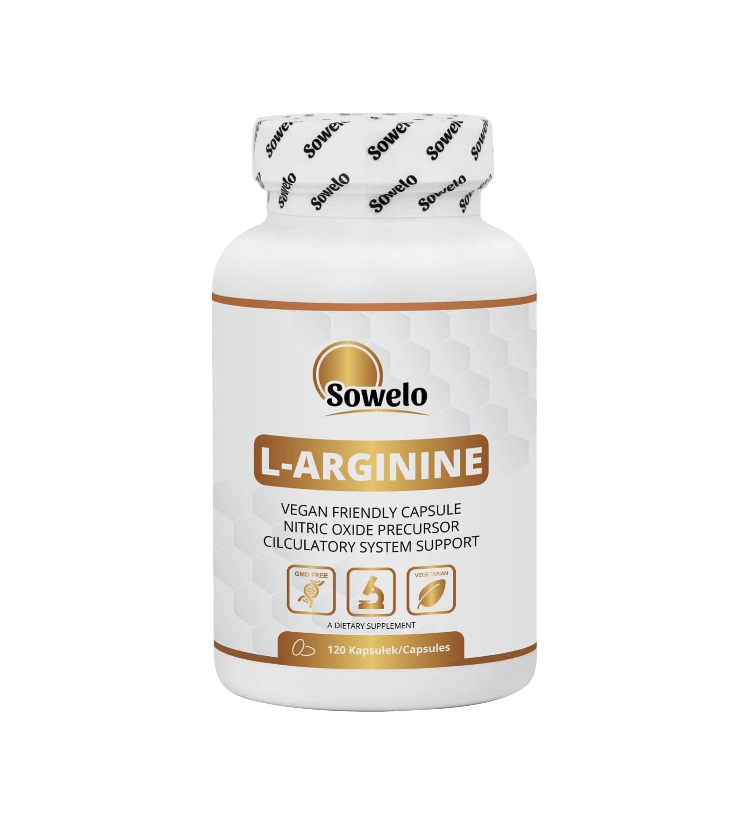 Sowelo L-Arginine 450 mg Vegetable Capsules - Immune Support & Muscle Blood Flow - 120 Tablets - Buy Online on GoSupps.com