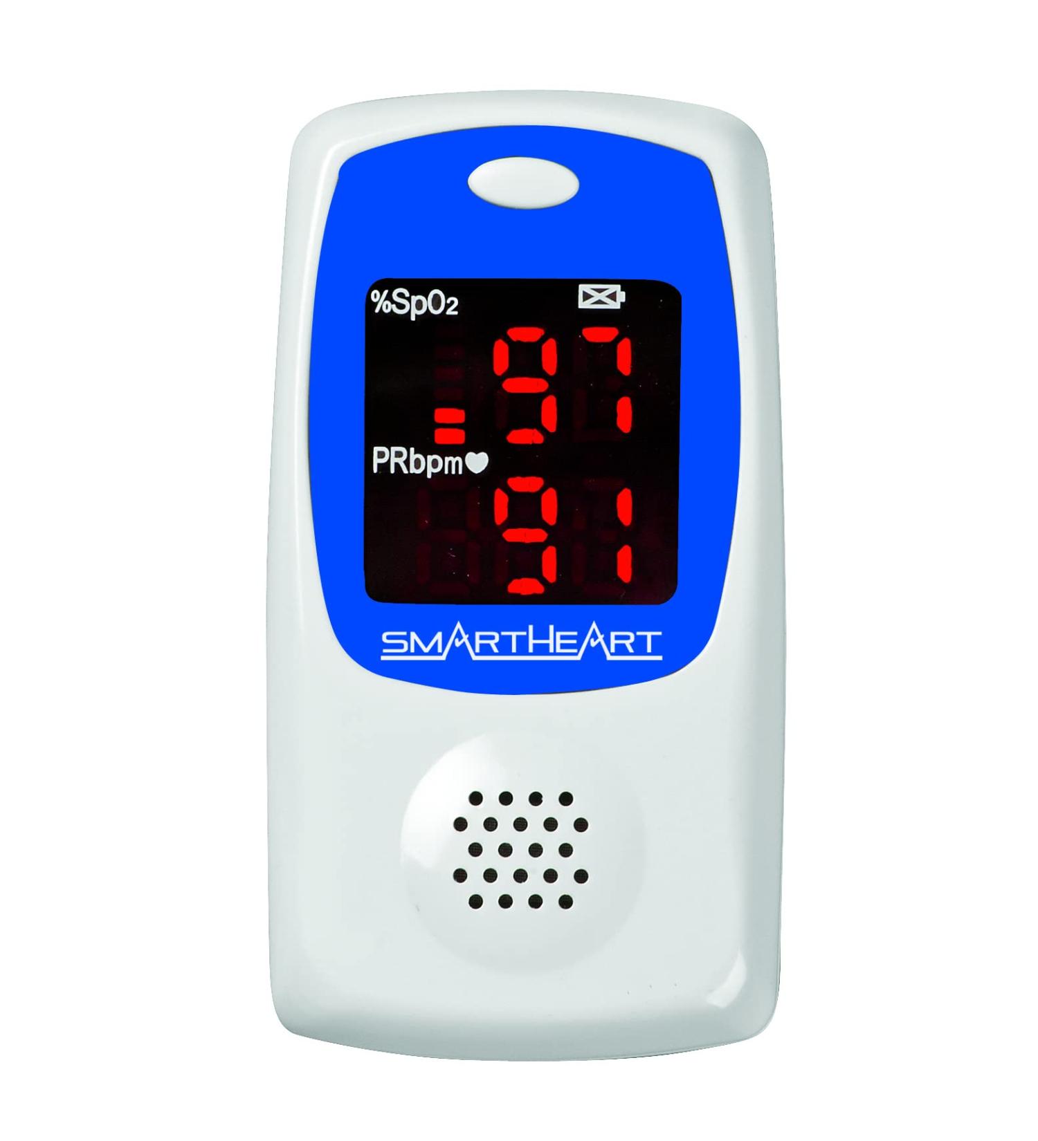 SmartHeart Talking Pulse Oximeter - Portable Blood Oxygen Saturation Monitor with Audible Results & Complete System | International Shipping Available - Buy Online on GoSupps.com
