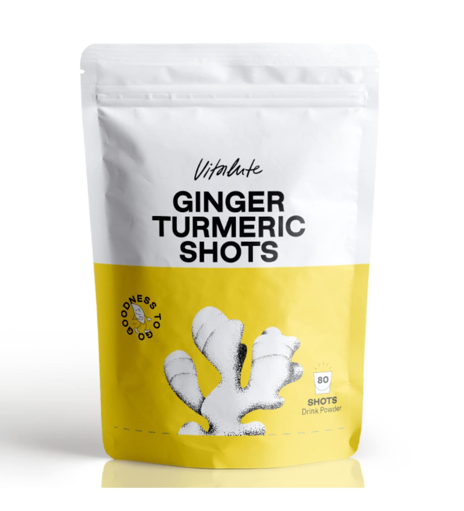 Ginger Shots with Turmeric - 80 Shots with Curcumin, Cayenne Pepper, and Vitamin C - Sugar-Free Ginger Powder Drink - Buy Online on GoSupps.com