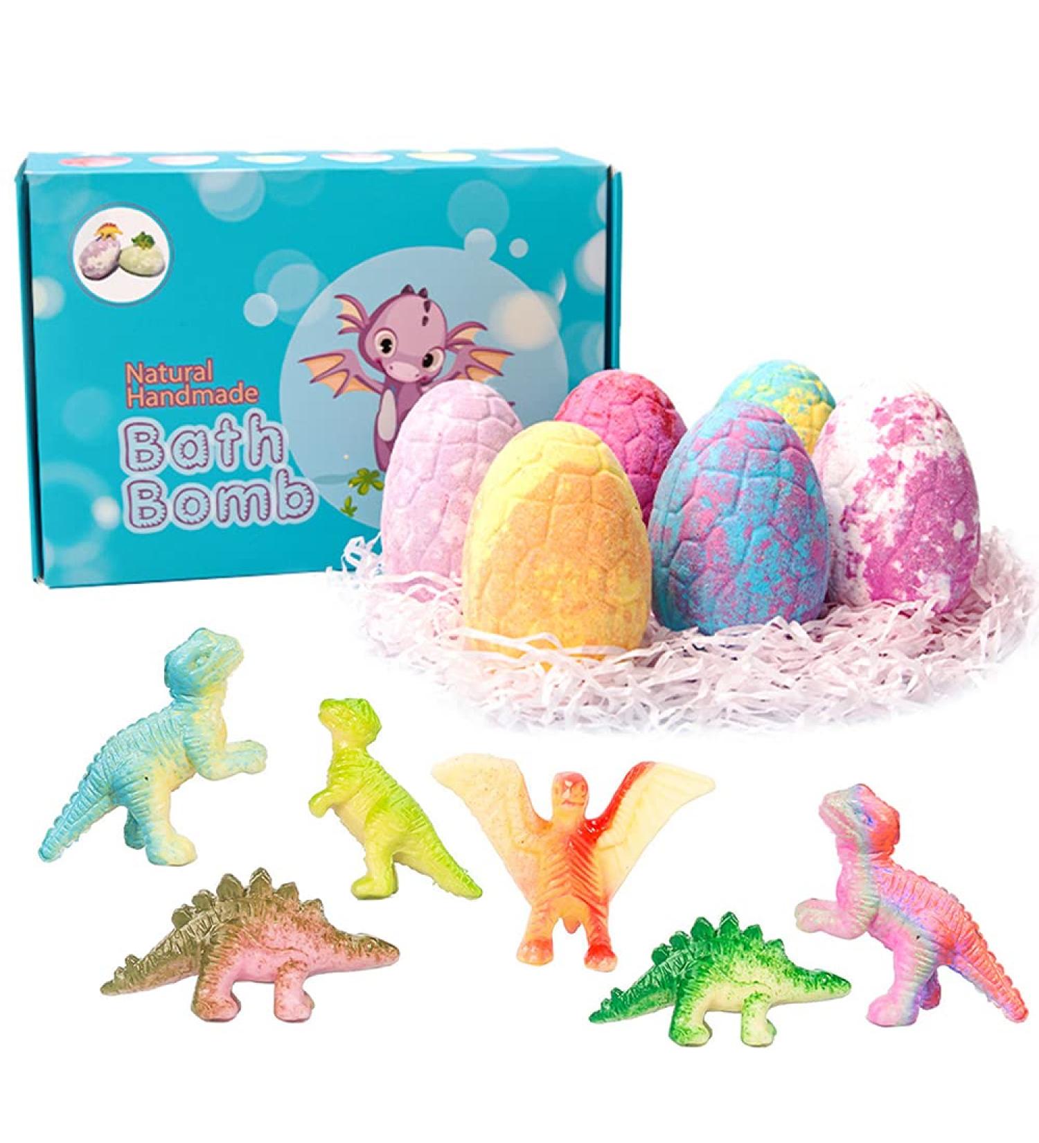 Queta Bath Bombs Dinosaur Egg Bath Ball for Children No Additives Natural Vegetable Ingredients Bubble Bath Bath Salt Ball with Natural Essential Oils (Blue) - Buy Online on GoSupps.com