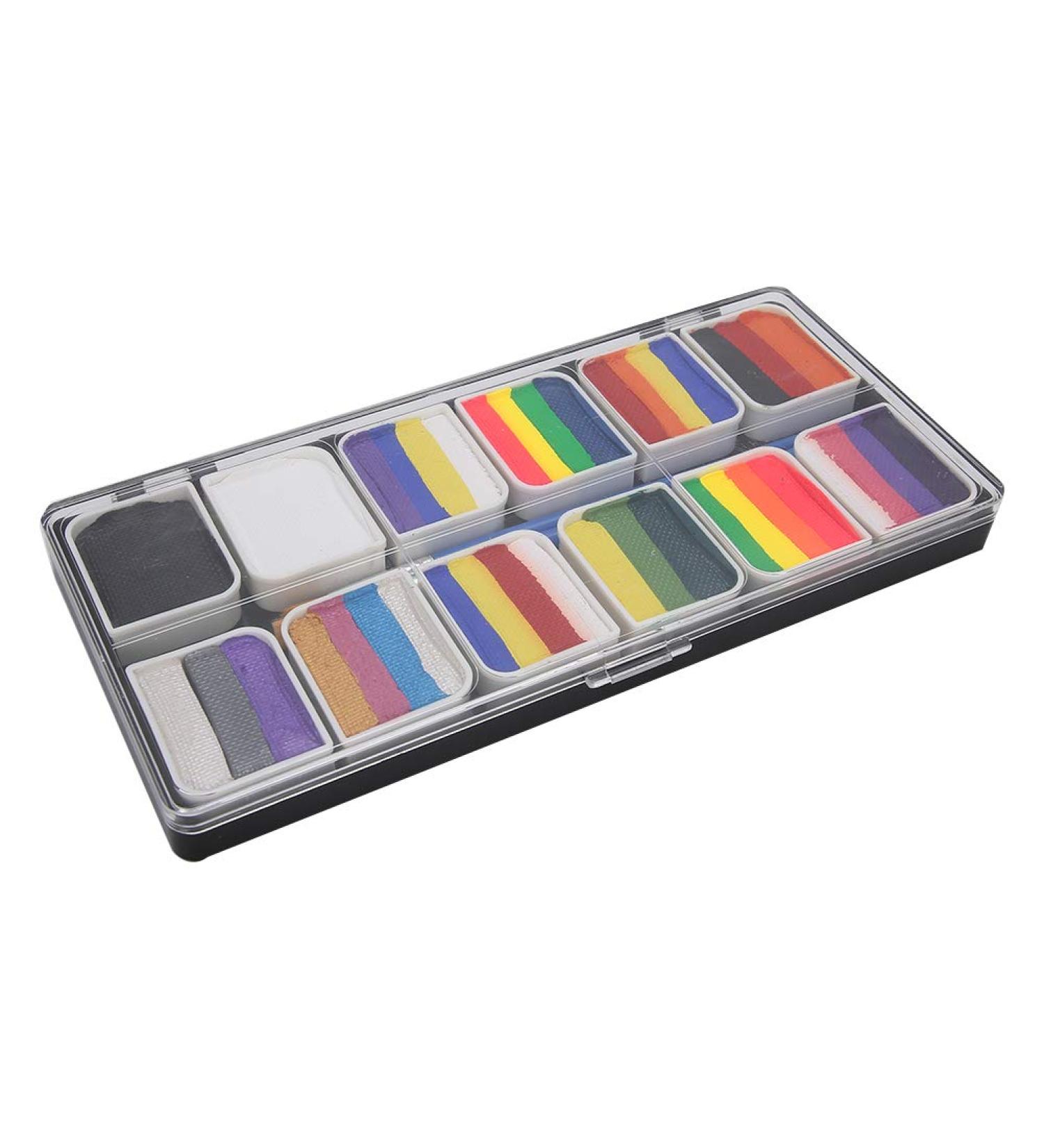 Professional Face Body Paint Kit - 12 Colors with Brushes | Safe Halloween Makeup Palette for Parties & Body Art - Buy Online on GoSupps.com