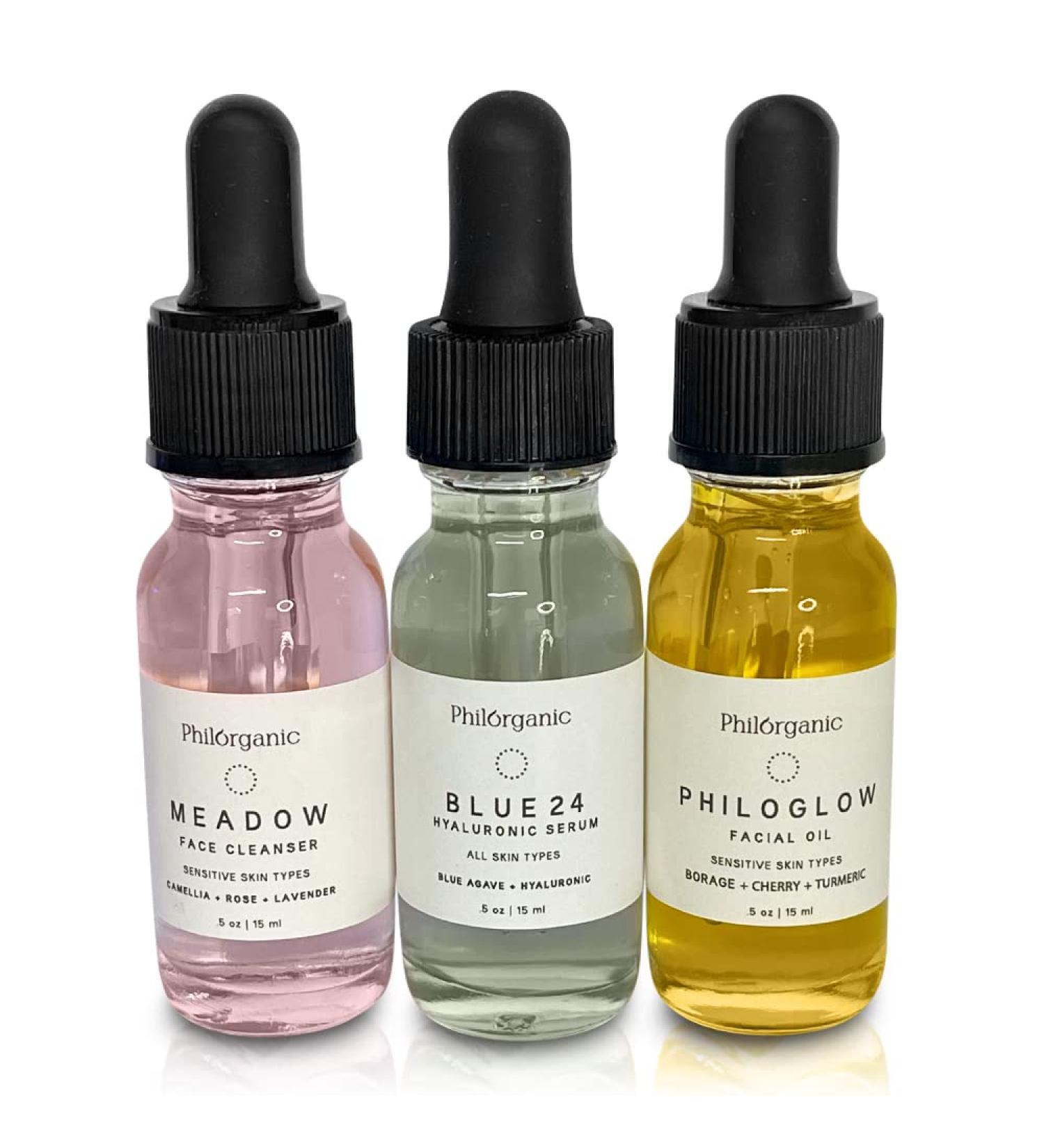 Philorganic Sustainable Facial Care Kit | Organic Cleanser Hyaluronic Serum & Oil | Eco-Friendly Spa Gift | Small Batch USA Made - Buy Online on GoSupps.com