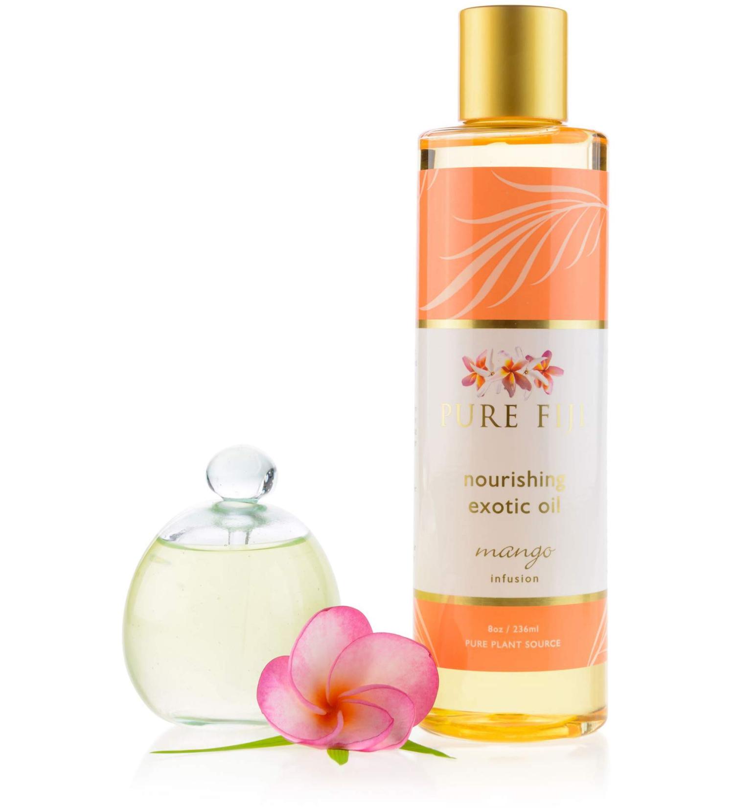 PURE FIJI Nourishing Exotic Coconut Oil with Vitamin E - Mango Scented Body & Massage Oil 8oz - Buy Online on GoSupps.com