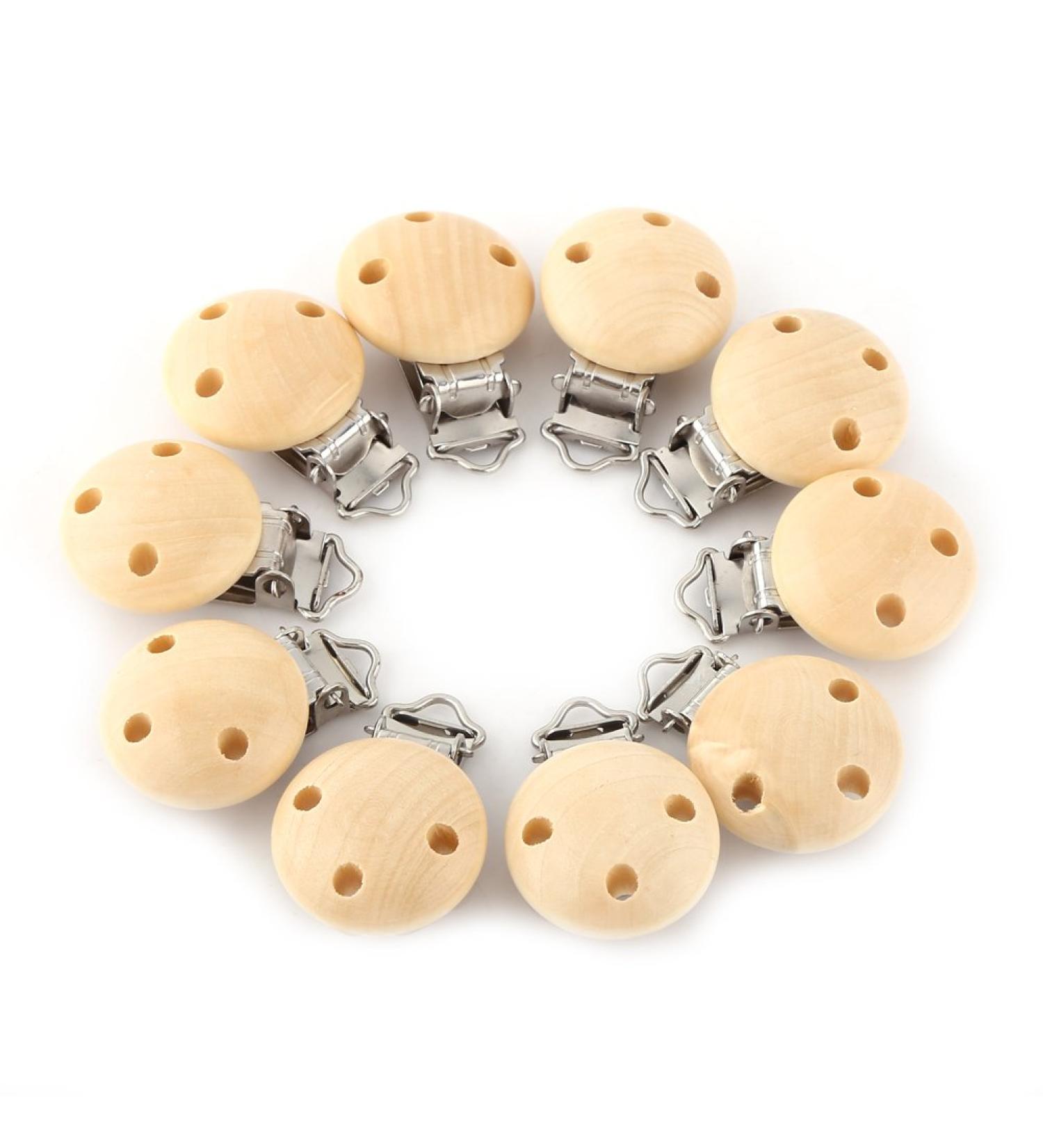 Buy Syrisora 10Pcs Cute Round Wooden Baby Pacifier Clip Charm - Infant Nipple Clasps (3 Holes) - International Shipping Available - Buy Online on GoSupps.com