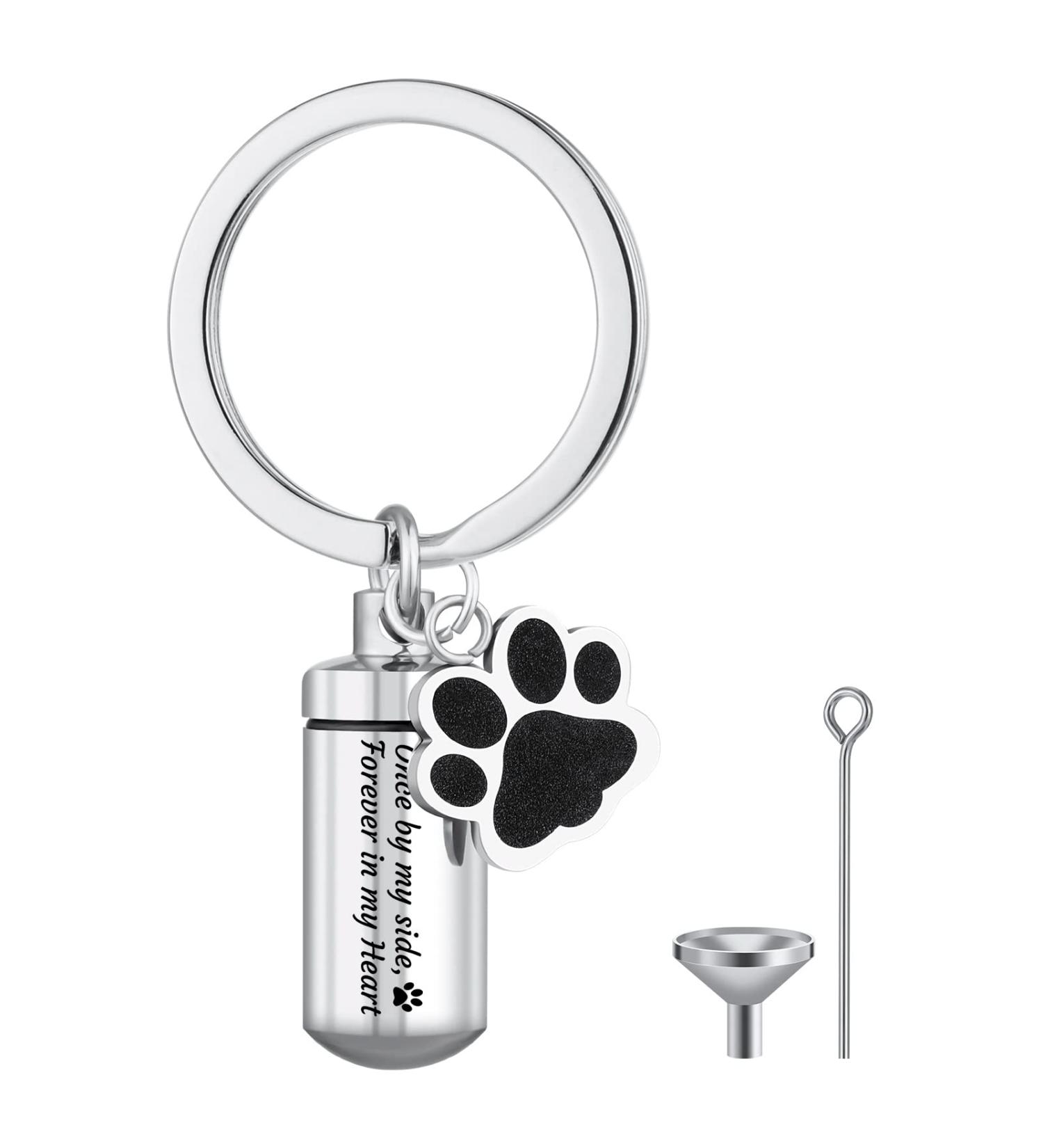 Canghai Stainless Steel Dog Paw Cremation Urn Keychain - Memorial Ashes Keepsake Pendant for Pet - Cremation Jewelry for Ashes - Buy Online on GoSupps.com
