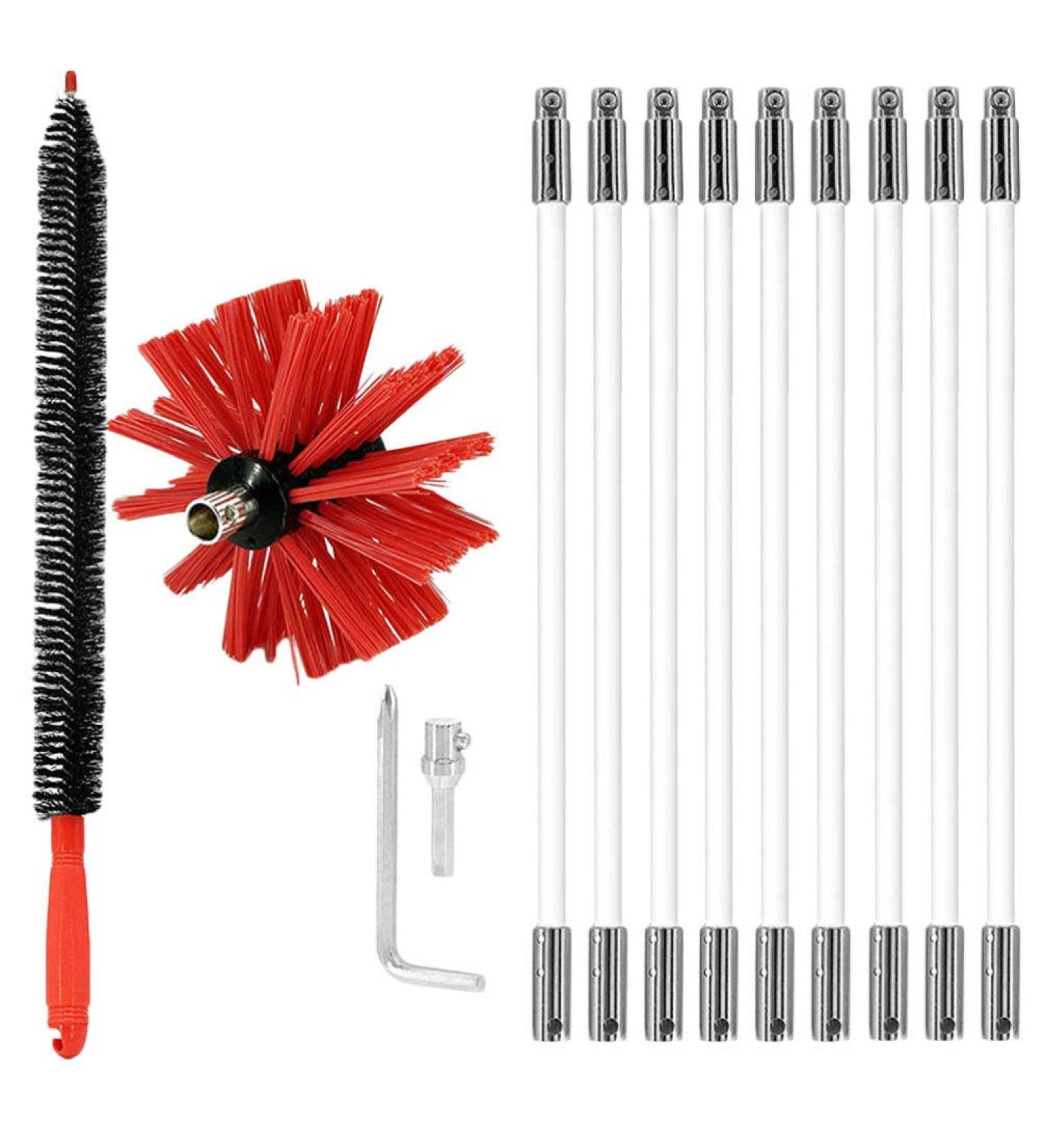 Electric Drill Chimney Brush Set - Lint Remover & Fireplace Cleaning Tool Accessories for Efficient Dryer Vent & Flue Cleaning (41x12cm - Buy Online on GoSupps.com