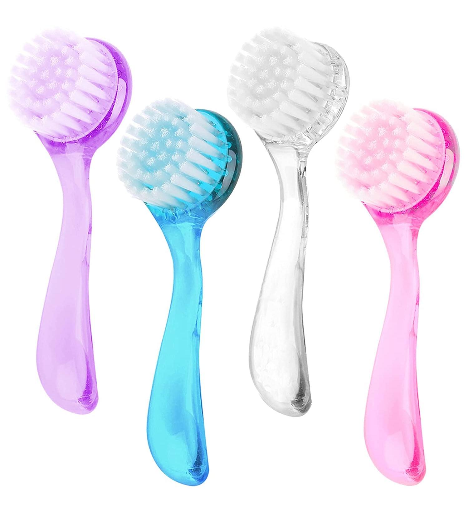 HCJ 4-Piece Facial Cleansing Brush Set | Soft Bristle Exfoliating Brushes for Face Care and Makeup Removal - Buy Online on GoSupps.com
