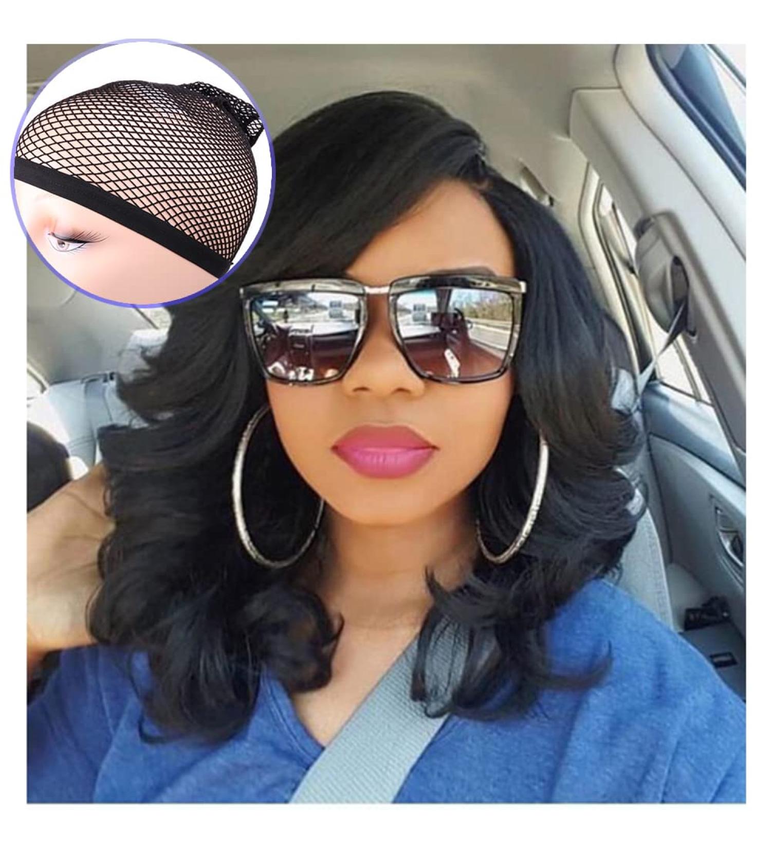 Lady Miranda 16 Loose Wave Lace Part Wig - Black Synthetic Heat Resistant Full Wig for Women - Buy Online on GoSupps.com