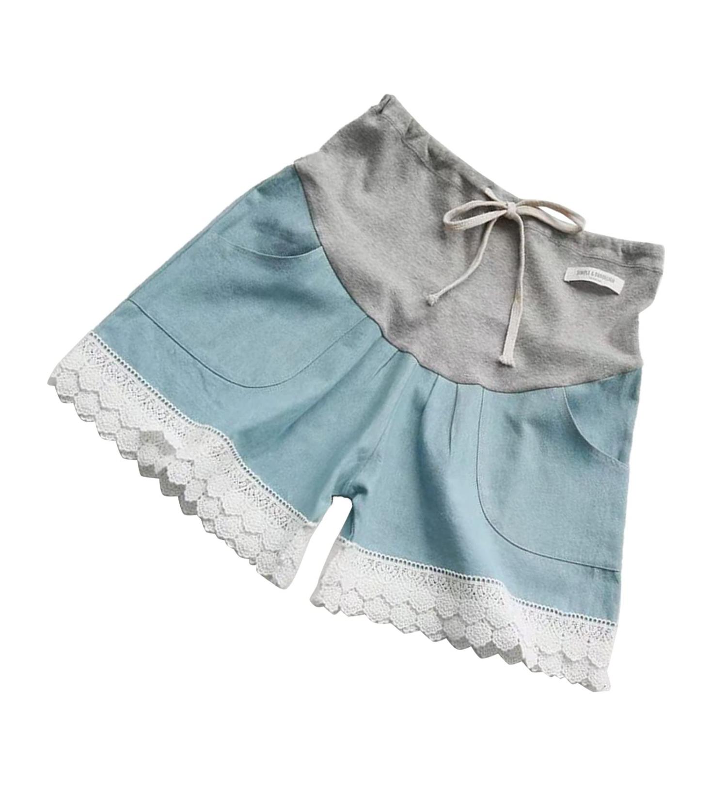Maternity Denim Shorts - Elastic & Breathable for Summer - M Lace Light Blue - Pregnant Women - Buy Online on GoSupps.com