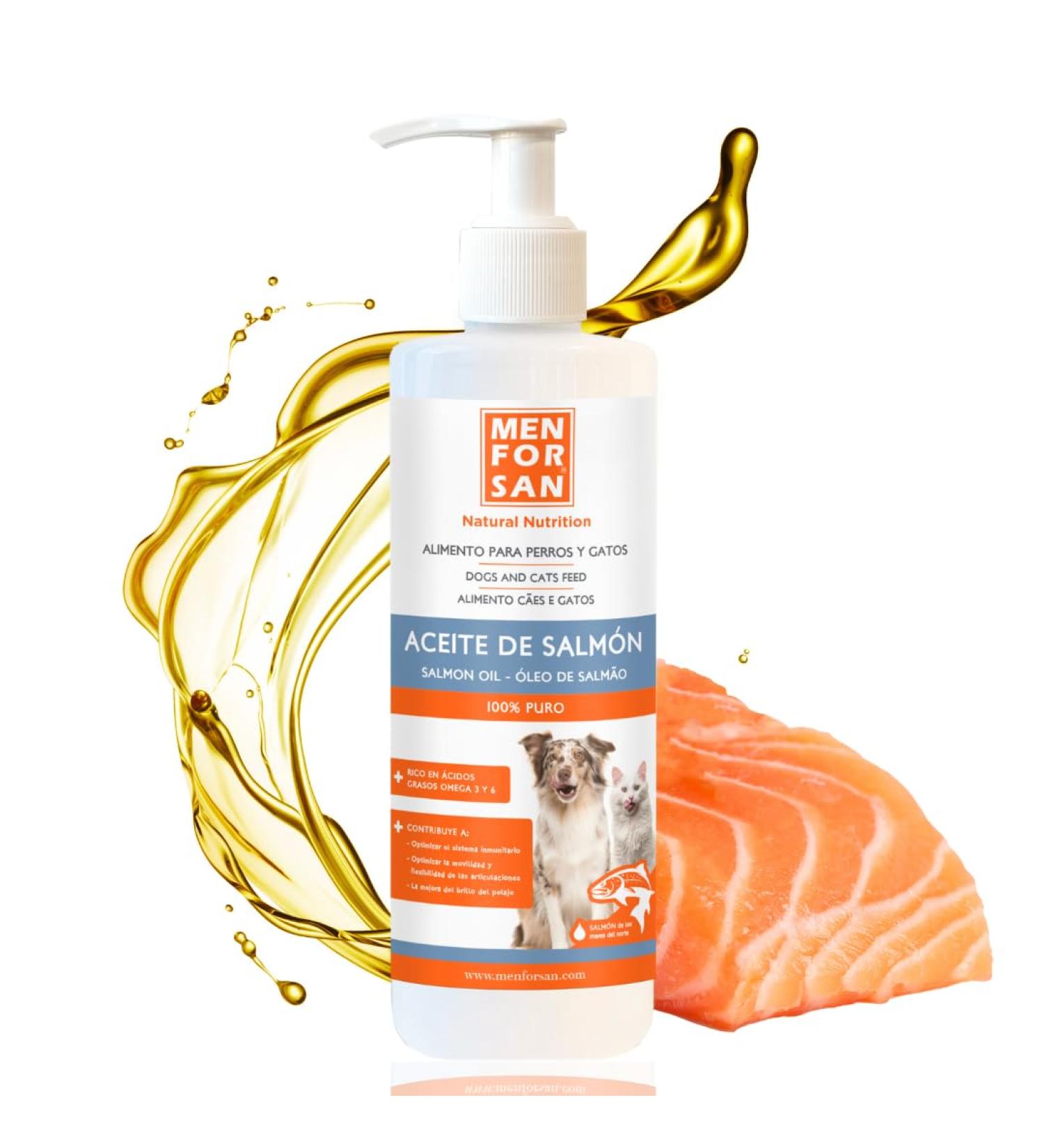 MENFORSAN Salmon Oil for Dogs and Cats 500ml with Omega 3 and 6 Gives a Shiny Coat and Improves the Immune System Light Brown  - Buy Online on GoSupps.com