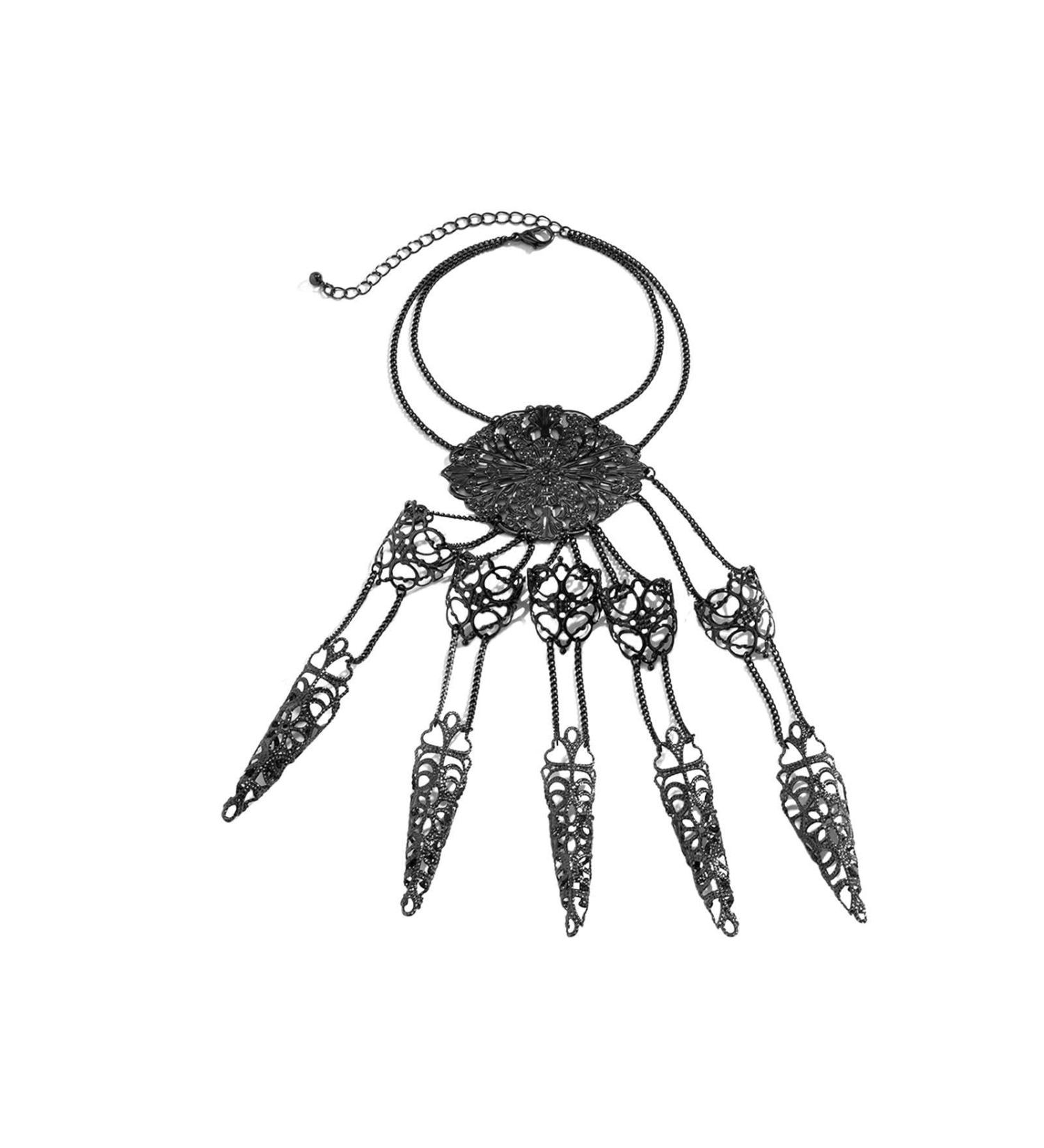 Finger Nail Tip Claw Bracelet - Halloween Adjustable Finger Nail Tip Claw Bracelet | 7 Inch Finger Claw Ring Bracelet | Multipurpose Finger Nail Tip Hand Chain for Cosplays Masquerade Weddings black - Buy Online on GoSupps.com