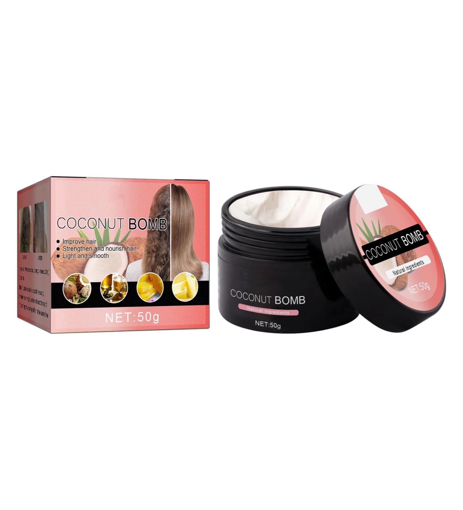 Cr me Capillaire Huile de Coco 50G 1PC Masque Capillaire la Noix de Coco R pare les Pointes S ches Fris es et Fourchues Hydrate et Lisse les Cheveux - Buy Online on GoSupps.com