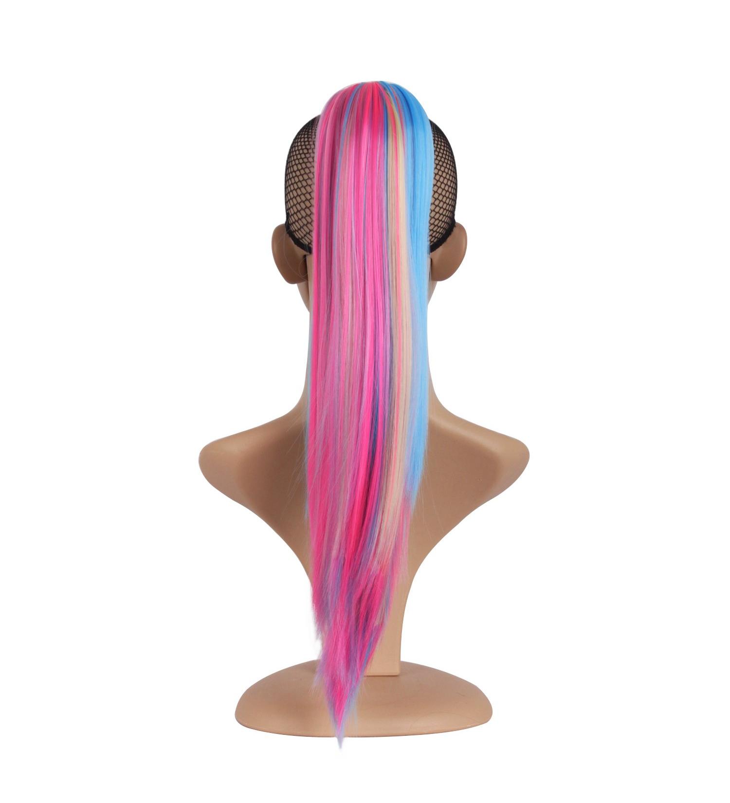 MapofBeauty 20 Inch/50cm Charm Long Straight Hair Colorful Gripper Ponytail (Light Gold/Wathet/Pink) - Buy Online on GoSupps.com