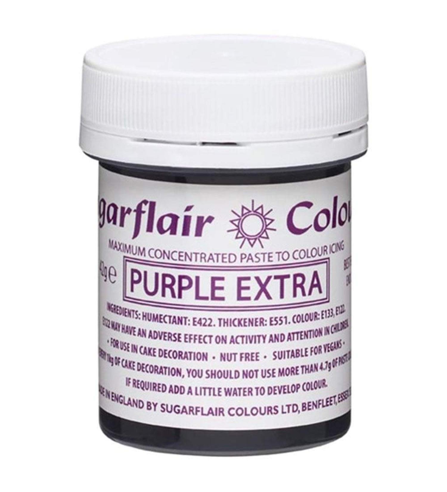 Sugarflair Purple Extra Maximum Concentrated Food Colouring Paste for Use with Sugar Pastes Flowerpaste Buttercream Royal Icing and more - 42g 42 g (Pack of 1) Purple