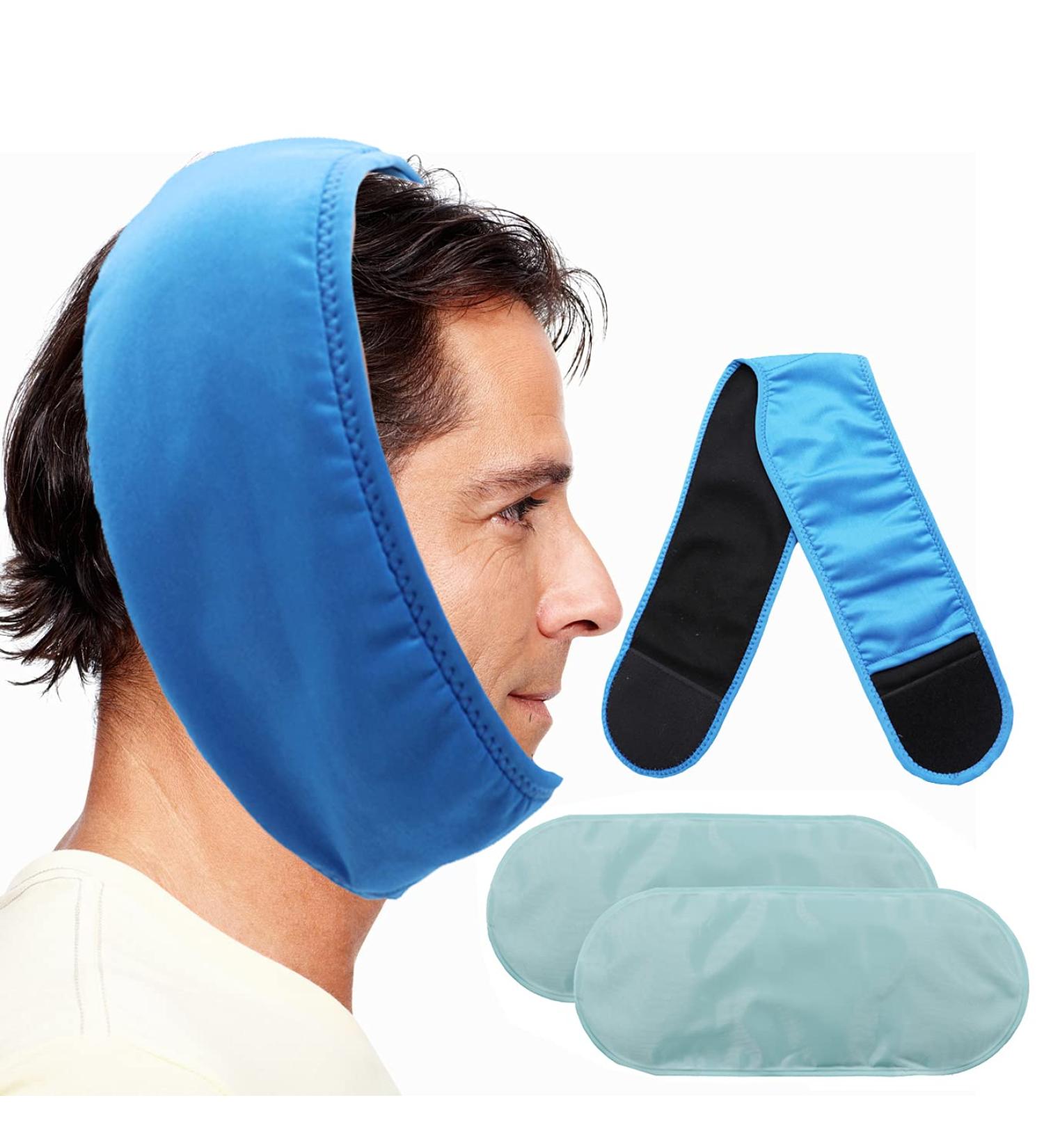 Large Face Ice Pack (2 Pack) - Reusable Hot/Cold Gel for Jaw, Head & Chin Pain Relief - Ideal for TMJ, Oral Surgery, Dental Implants - Buy Online on GoSupps.com