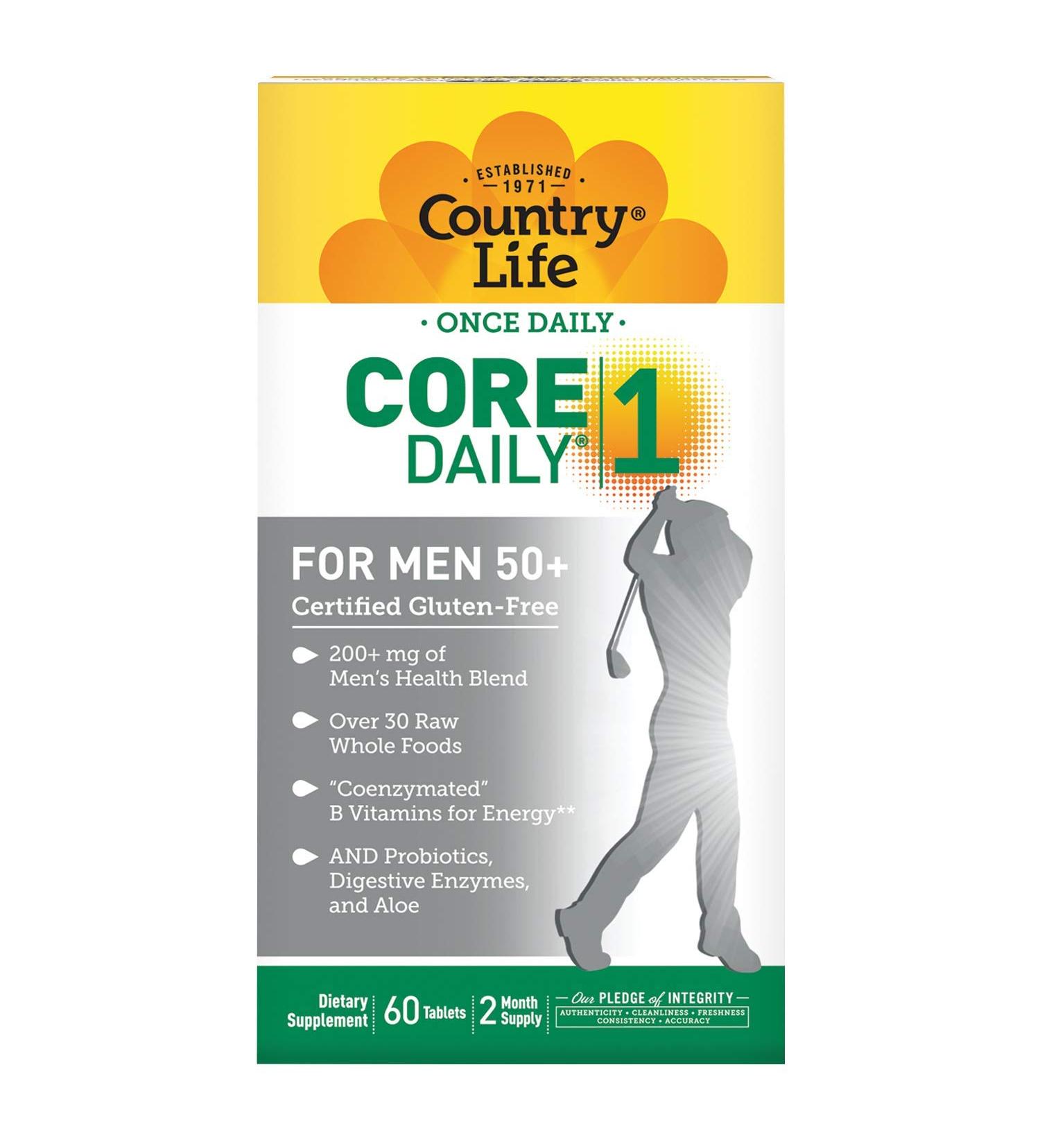 Country Life Core Daily-1 for Men 50+ | 60 Tablets - Daily Supplement for Optimal Health - Buy Online on GoSupps.com
