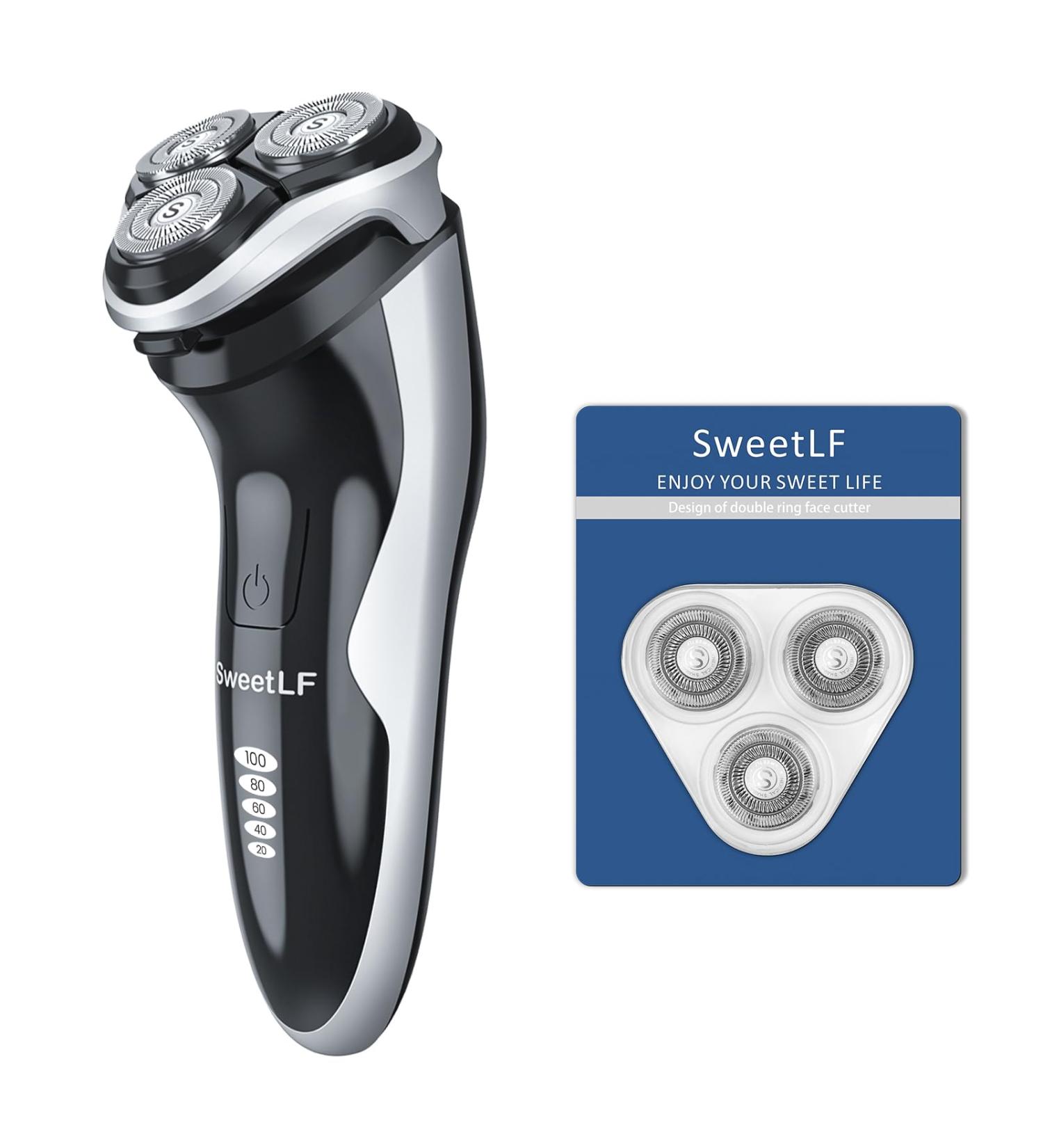 SweetLF Electric Razor for Men- New (Plus 3 Blades) IPX7 Waterproof Wet and Dry Use 120 Running Time Rechargeable Mens Electric Razor 2 Years Warranty (Black) Bright Black - Buy Online on GoSupps.com