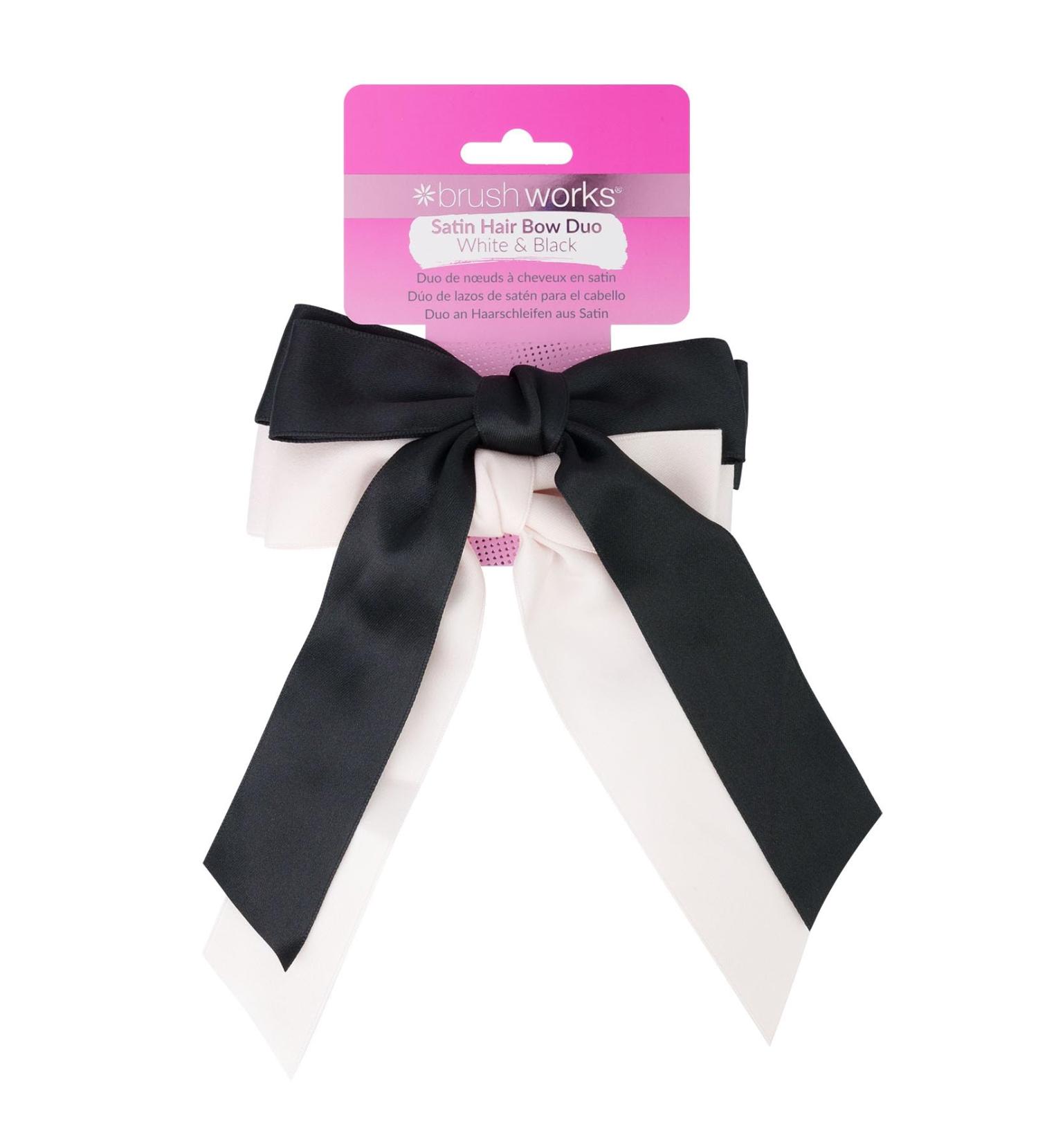 Brushworks Satin Hair Bow Duo Black & White - Buy Online on GoSupps.com