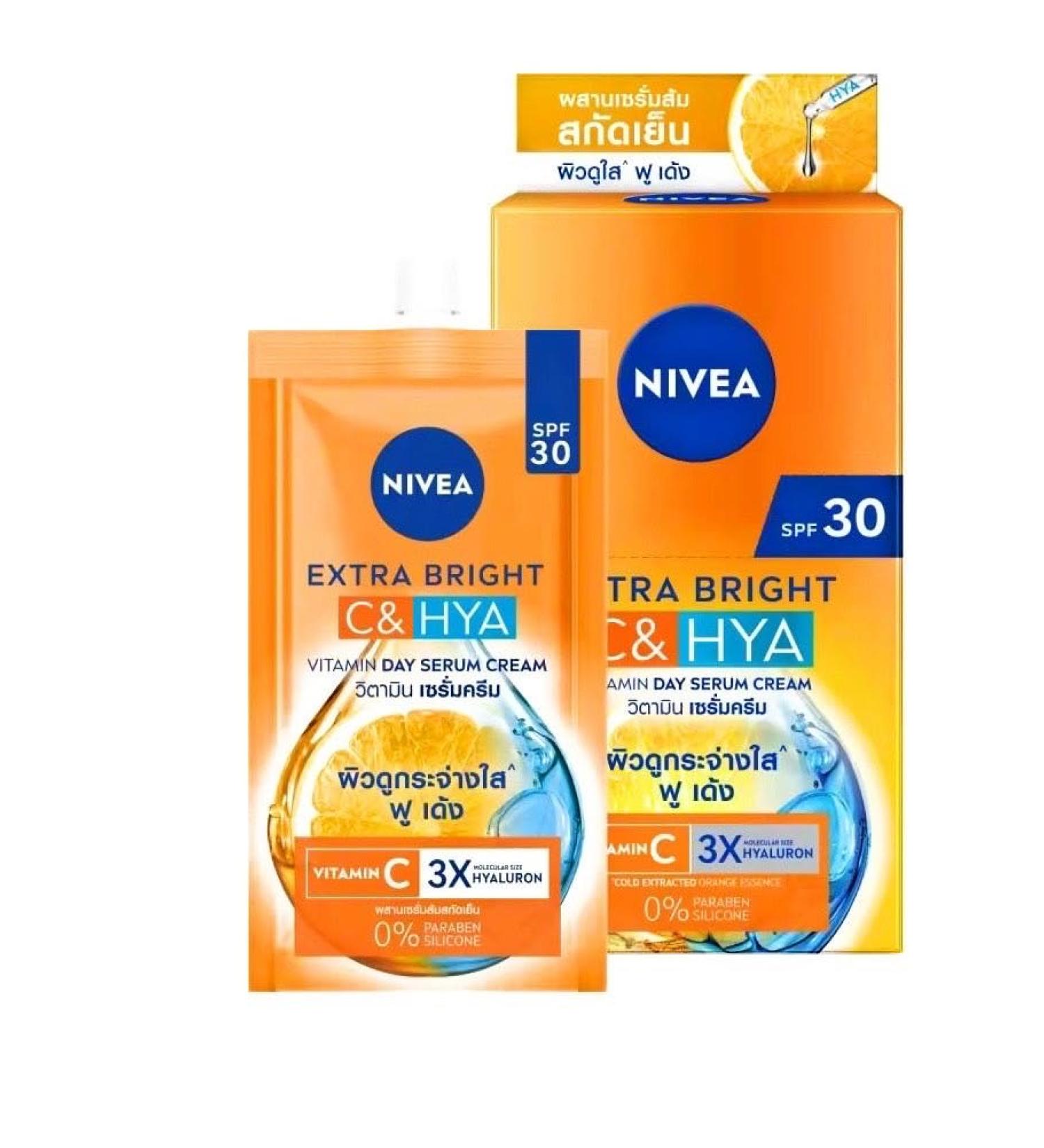 NIVEA Extra Bright Vitamin C and Hyaluronic Acid Day Serum-Cream with SPF30 Dark Spot Reducer 7ml 6 Pack - Buy Online on GoSupps.com