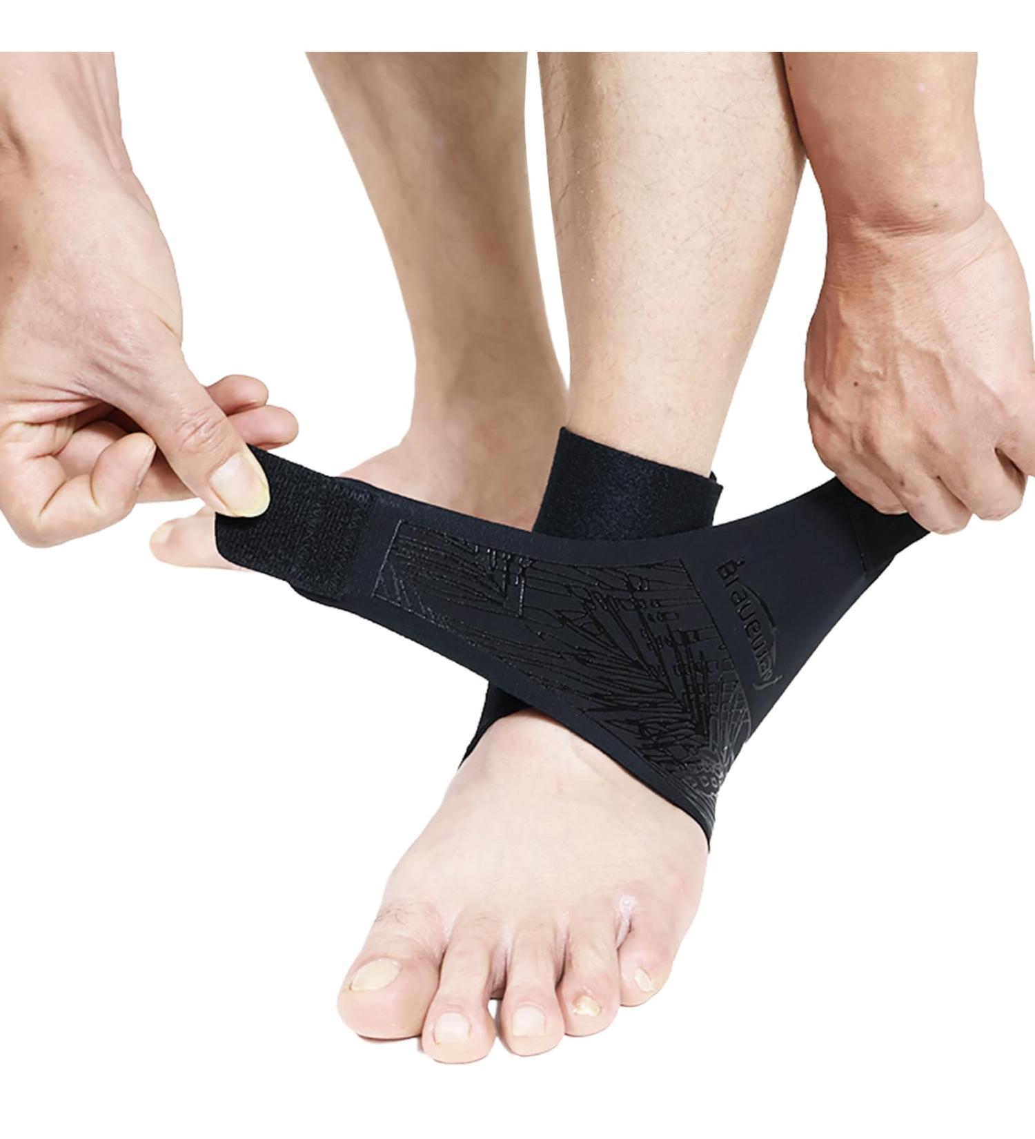 Braveway Plantar Fasciitis Ankle Support - Breathable & Adjustable for Sports Running Basketball Tennis Volleyball - Large Black - Buy Online on GoSupps.com