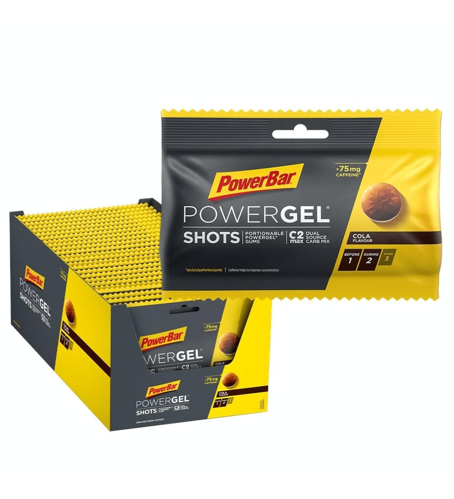 Powerbar PowerGel Shots Cola 24x60g | C2MAX Carbohydrate Gums with 75mg Caffeine - Buy Online on GoSupps.com