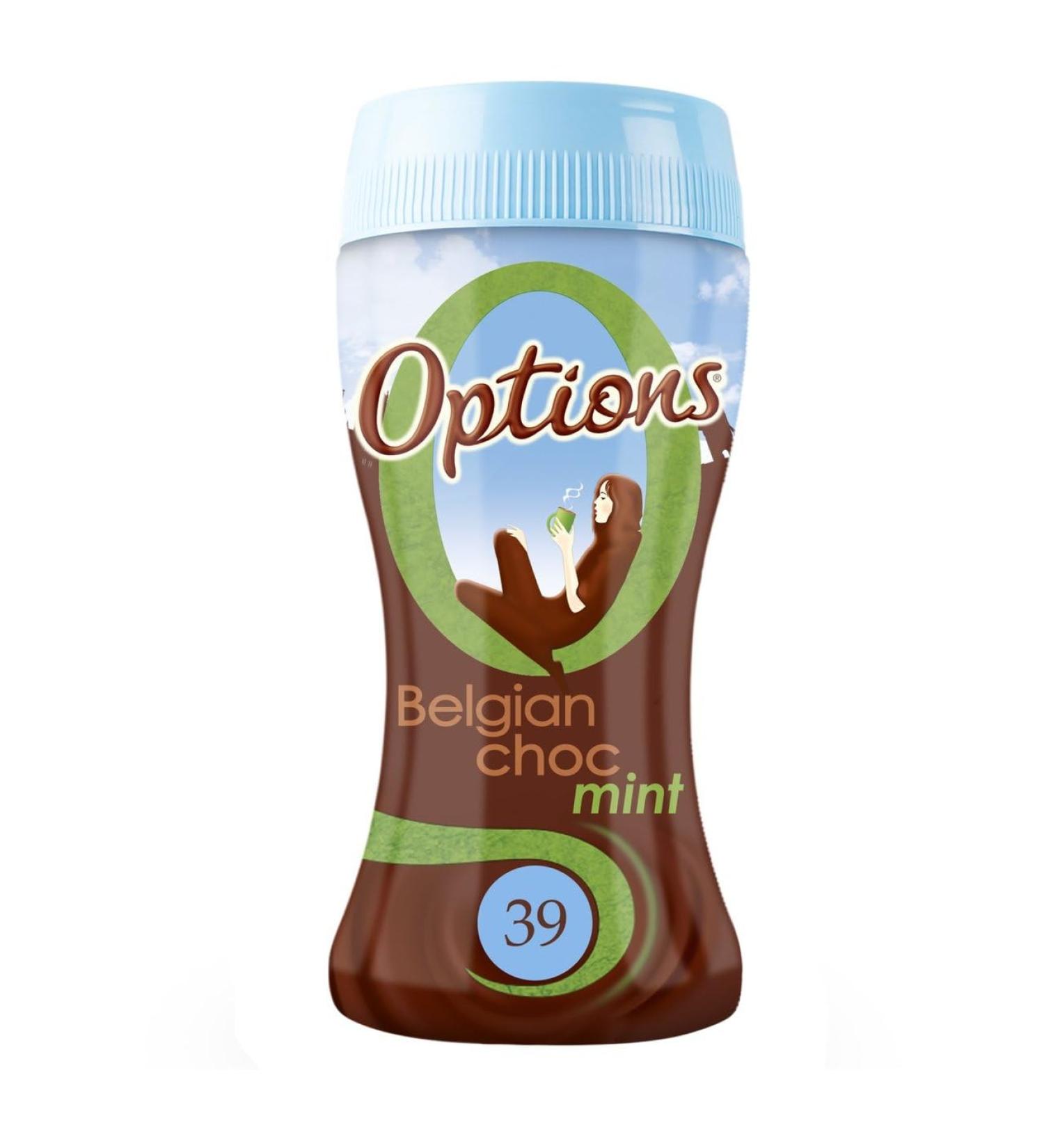 Options Belgian Hot Chocolate Mint 220g - 2 Pack | Chocolate Mint Flavoured Instant Hot Drink. - Buy Online on GoSupps.com