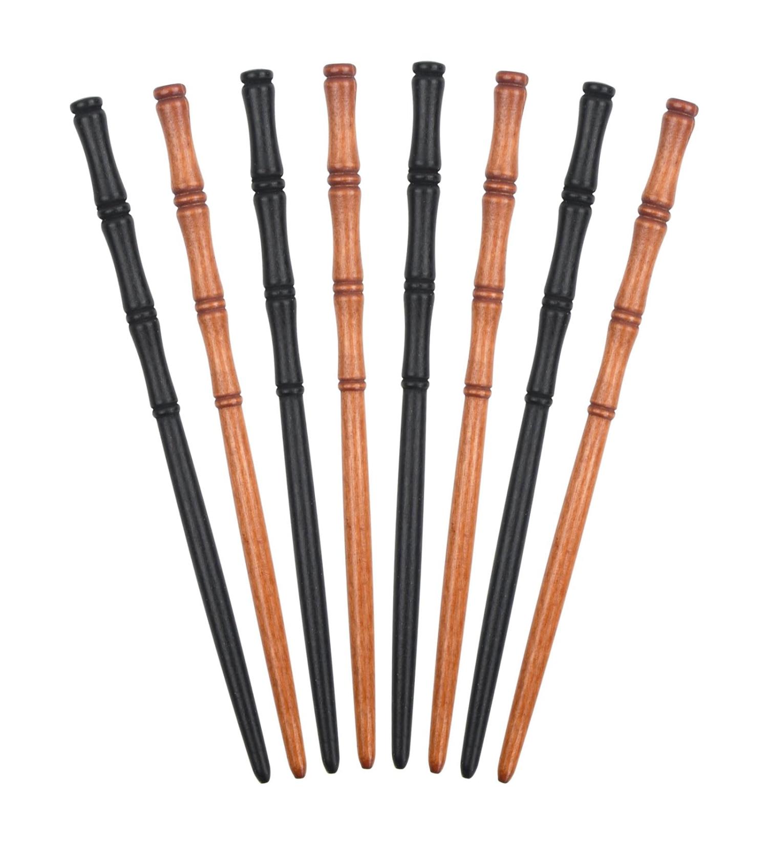 8 Pieces Wooden Hair Sticks Chinese Hair Pin Decorative Hair Stick For Ladies Bamboo Shape Hair Sticks for Buns for Women and Girls (2 Colours) - Buy Online on GoSupps.com
