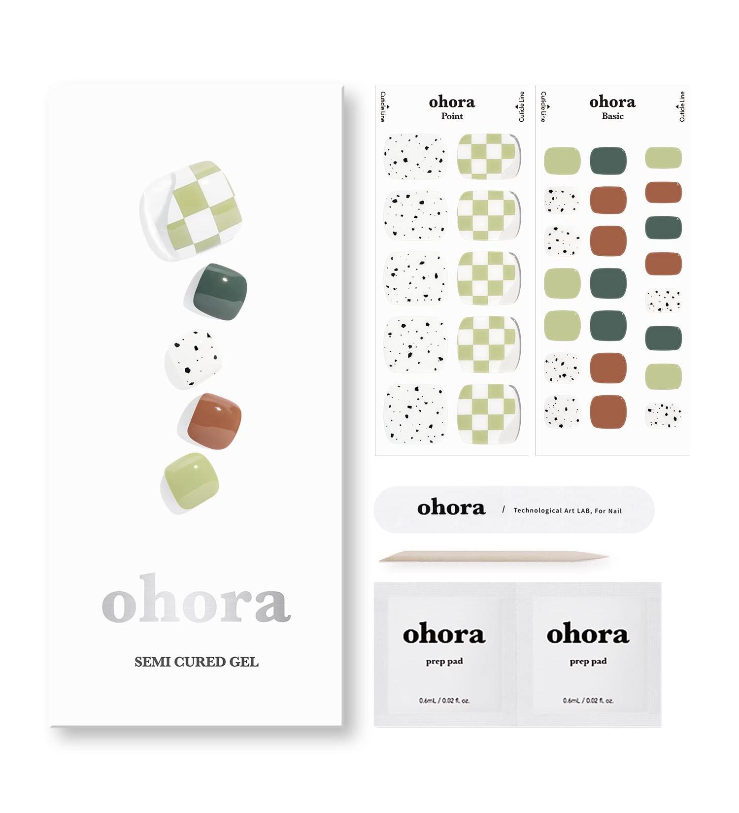 ohora Semi Cured Gel Pedi Strips (P Nomad) - Salon-Quality Long Lasting Pedicure Solution with Easy Application - Includes Prep Pads, Pedi File & Wooden Stick - Checkered Pattern - Buy Online on GoSupps.com