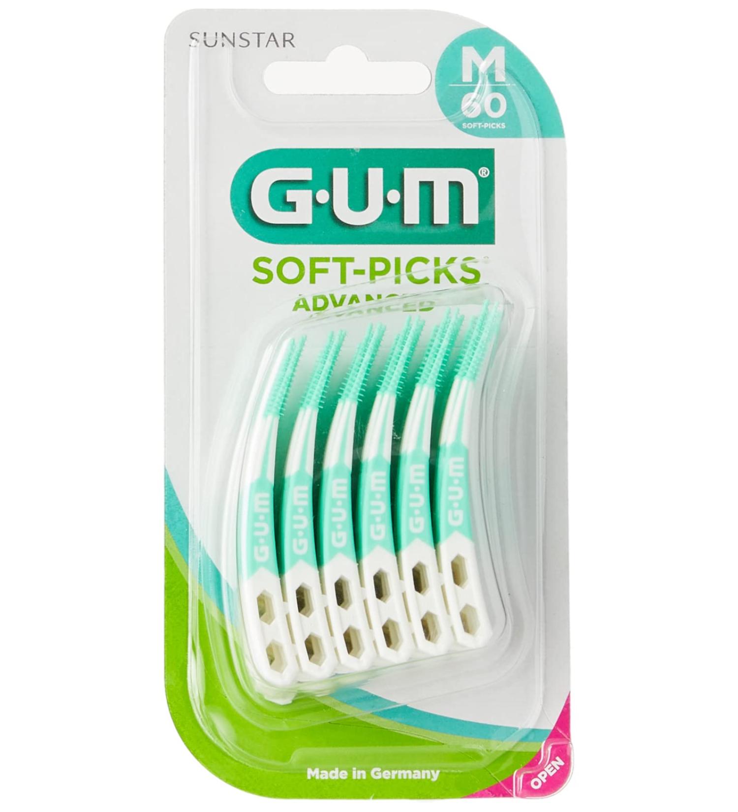 GUM 650 SOFTPICKS Advanced Regular - 60 Pieces Green/White | Best Oral Care Accessory for Sensitive Gums - International Shipping Available - Buy Online on GoSupps.com
