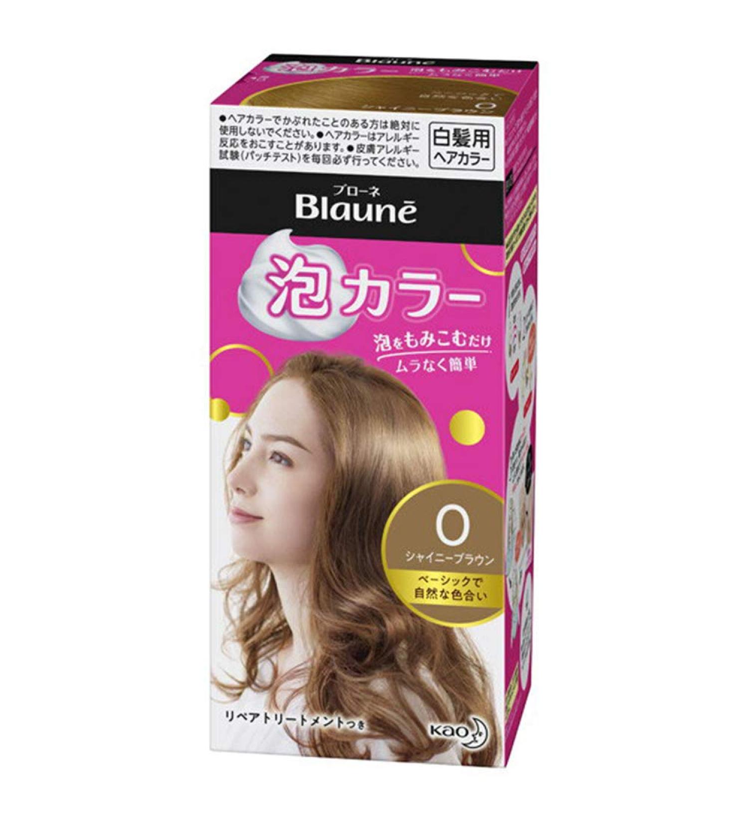 Kao Blaune Bubble Hair Color For Gray Hair - 0 Shiny Brown (Green Tea Set) - Buy Online on GoSupps.com