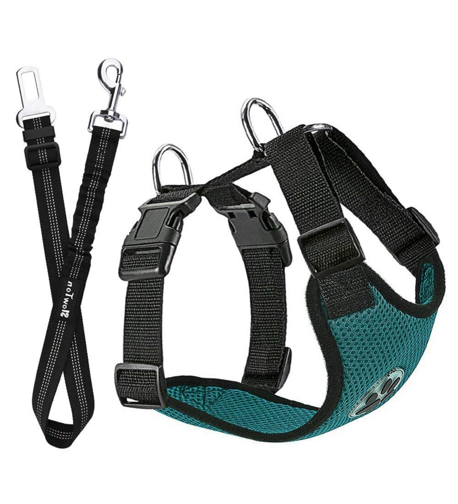 Slowton Dog Harness with Safety Belt for Cars - Breathable Latex Puppy Harness for Everyday Sports - XS Green - Buy Online on GoSupps.com