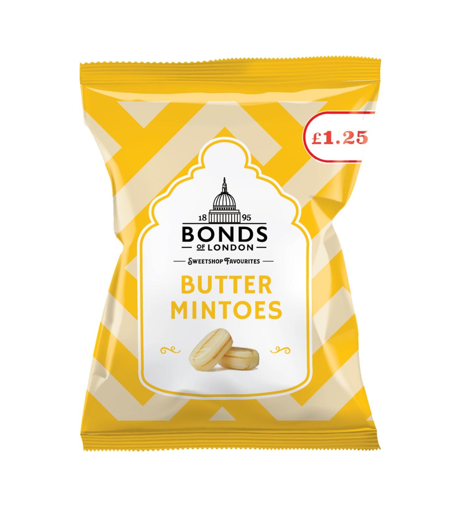 Bonds Butter Mintoes Bags | Boiled Sweets | No Artificial Colour | Minty Flavour | 120g | (Pack of 6) - Buy Online on GoSupps.com