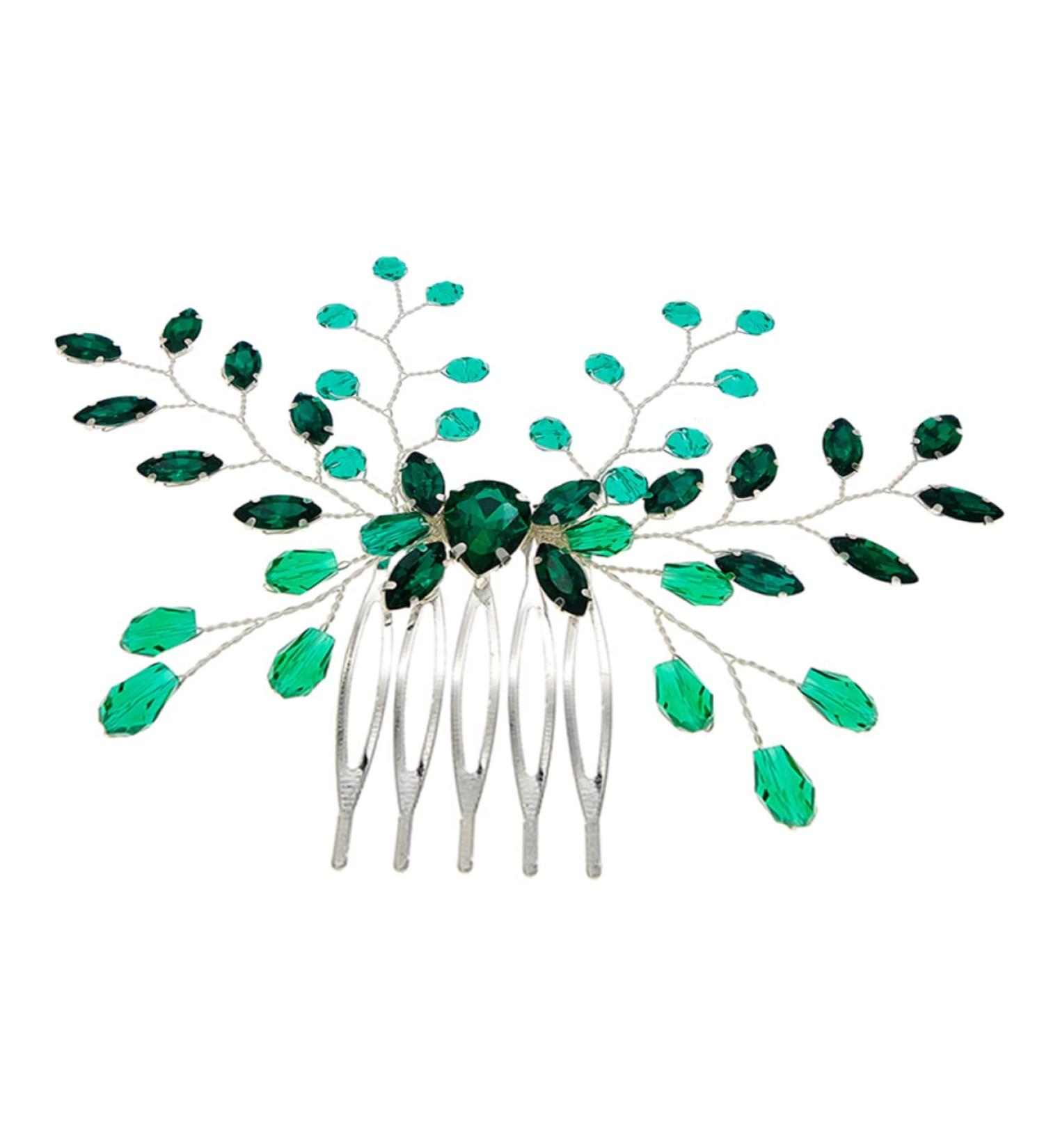 DOITOOL Hair Accessories for Women Rhinestone for Hair Rhinestone Hair Side Comb Updo Hair Accessories Wedding Headpiece for Bride Green Hair Accessories Women's Wild Hair Comb Crystal - Buy Online on GoSupps.com
