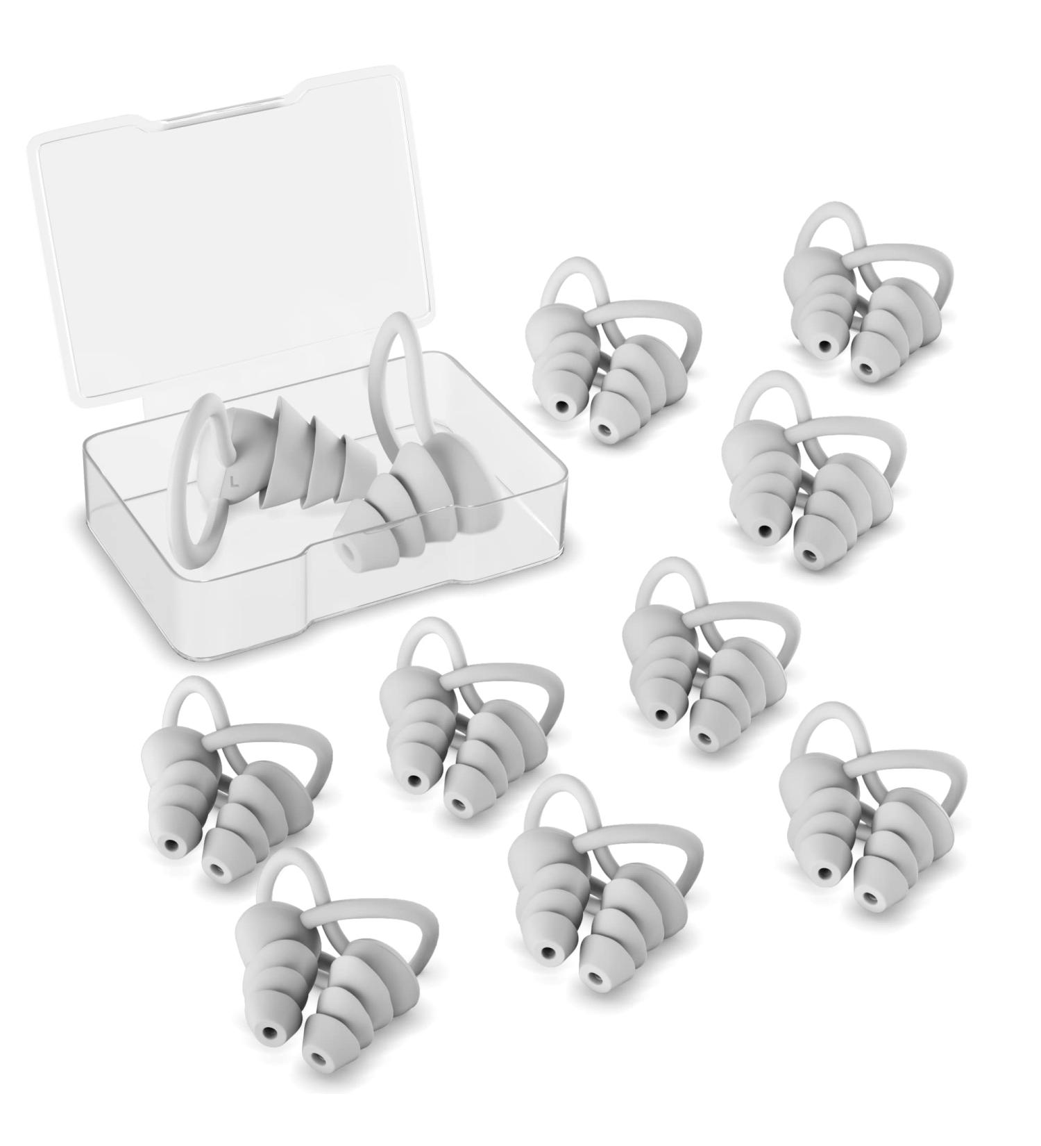 10 Pair Silicone Ear Plugs - Reusable Soft Washable Noise Cancelling - Ideal for Sleeping Shooting Music & Construction - Includes Plastic Case - Buy Online on GoSupps.com