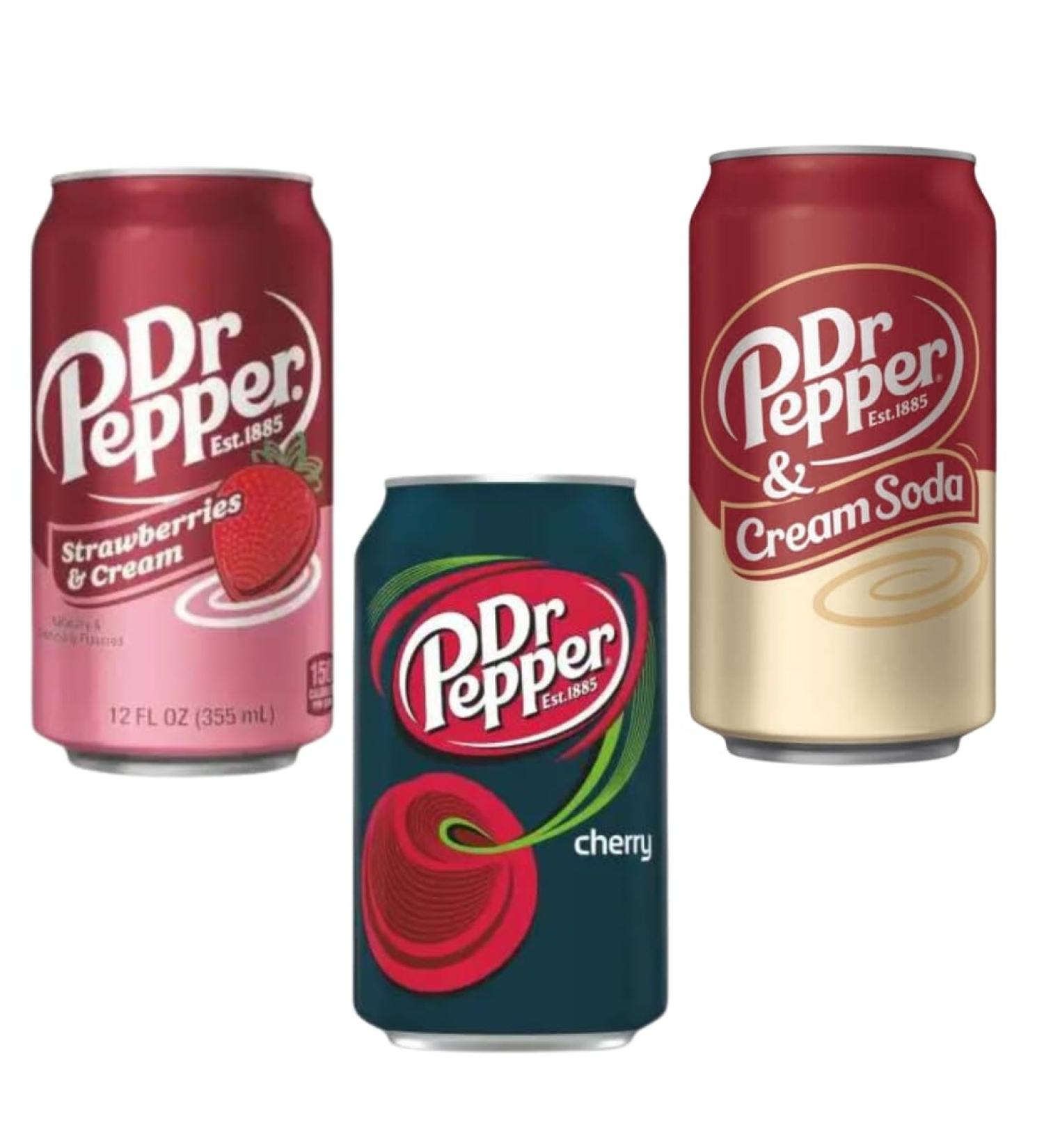 Candybox Carbonated drink Dr Pepper - American sweets - soft drink - drinks - drinks - taste mix cream soda Strawberries Cream Cherry - 1065ml 1 Pack Mix