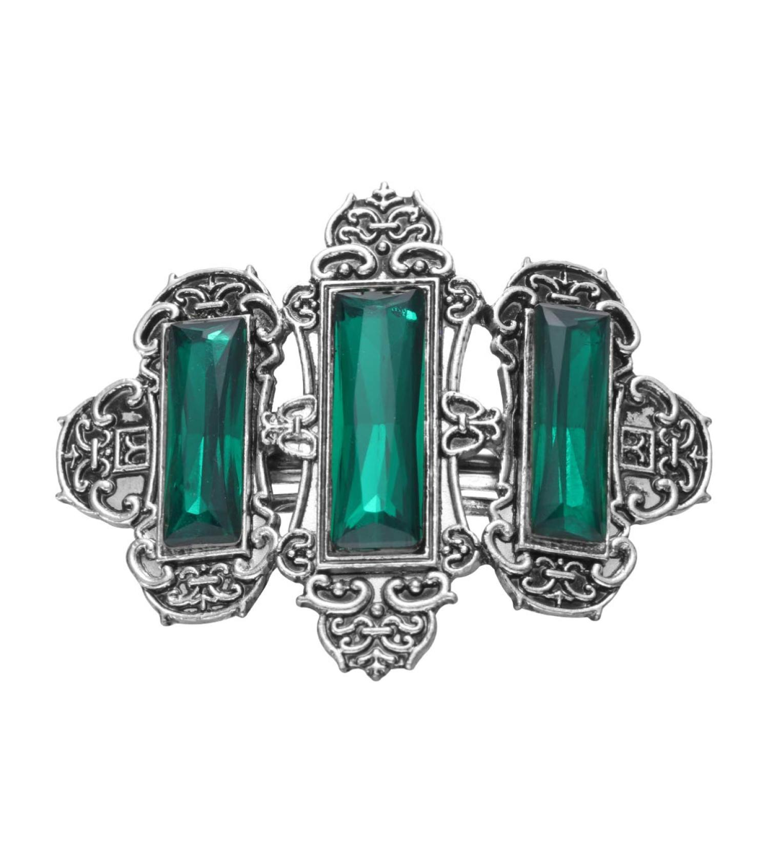 Lurrose Celtic Hair Clips - Vintage Crystal Spring Metal French Hair Clip for Women | Silver & Green | International Shipping Available - Buy Online on GoSupps.com