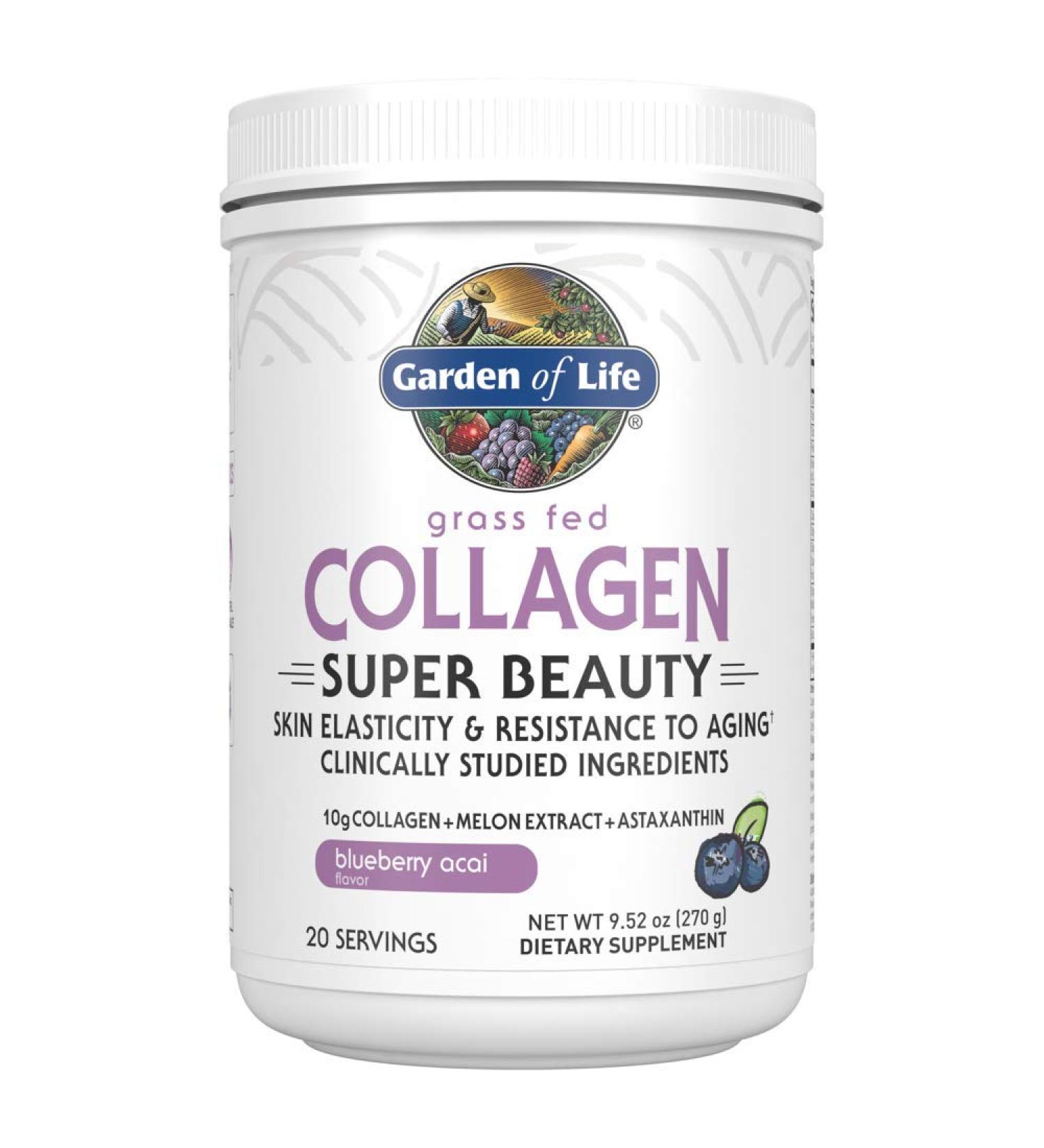 Garden of Life Grass Fed Collagen Super Beauty - Blueberry Acai 9.52 oz | High-Quality Collagen Supplement - Buy Online on GoSupps.com